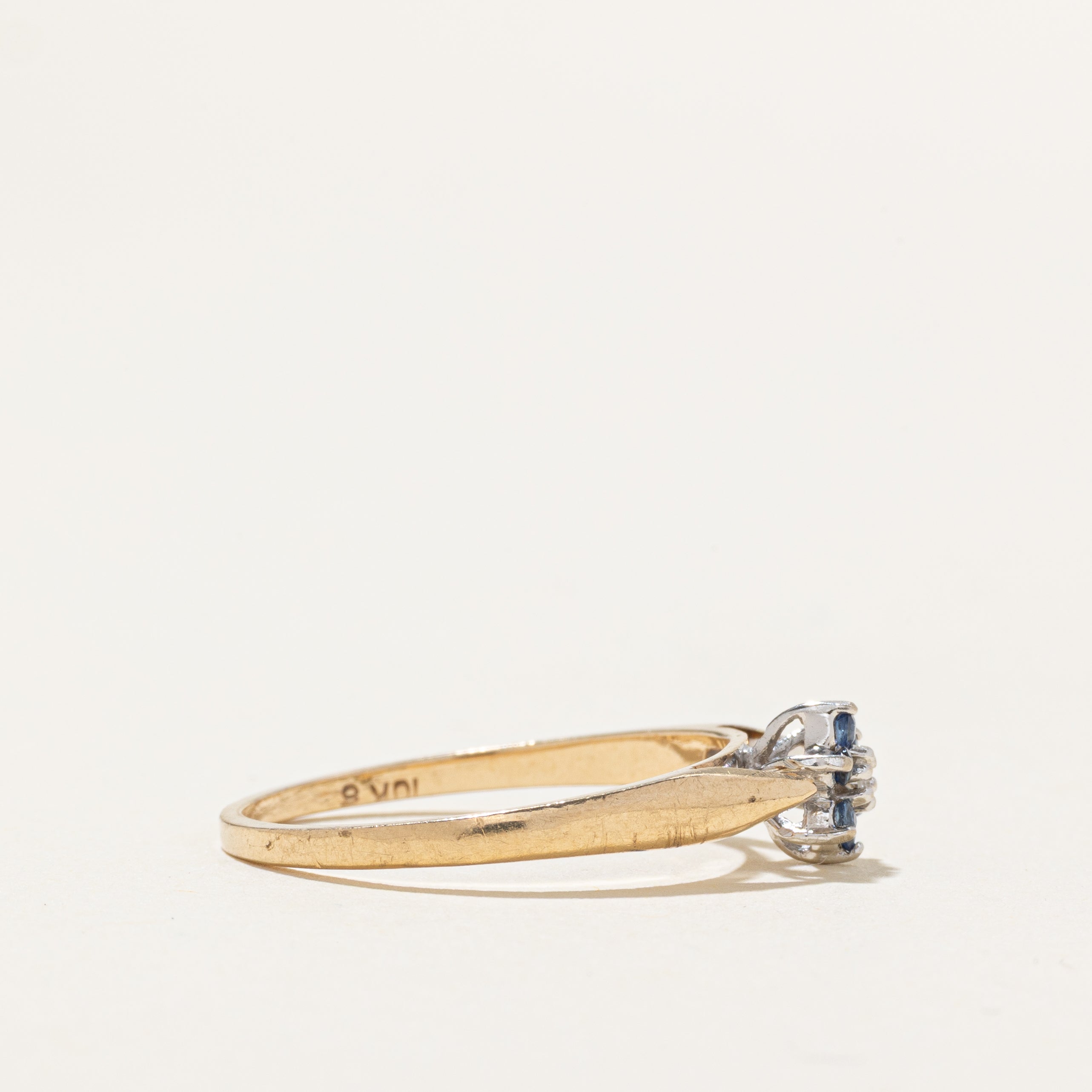 Bague pétale en saphir et diamant | Taille 7,5
