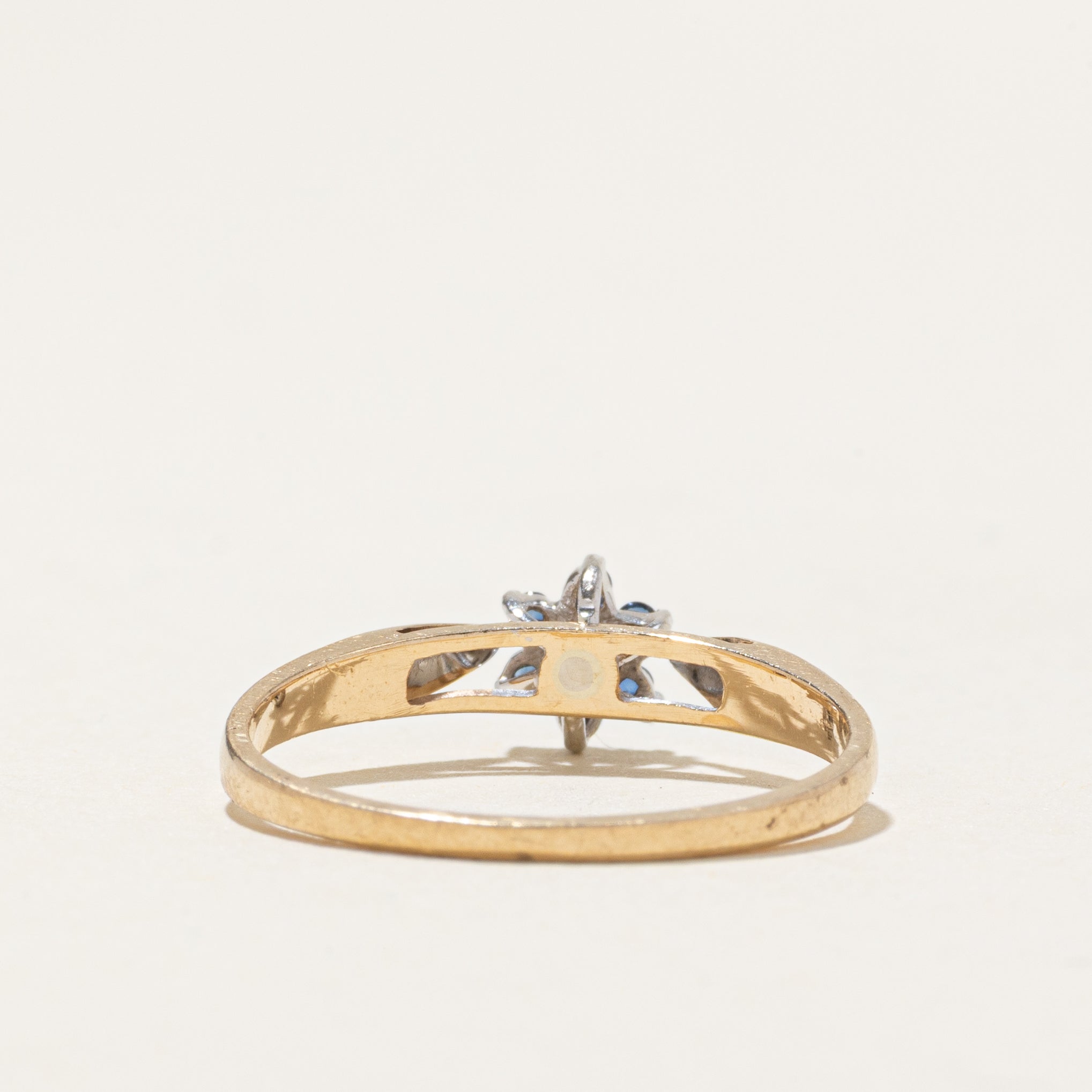 Bague pétale en saphir et diamant | Taille 7,5