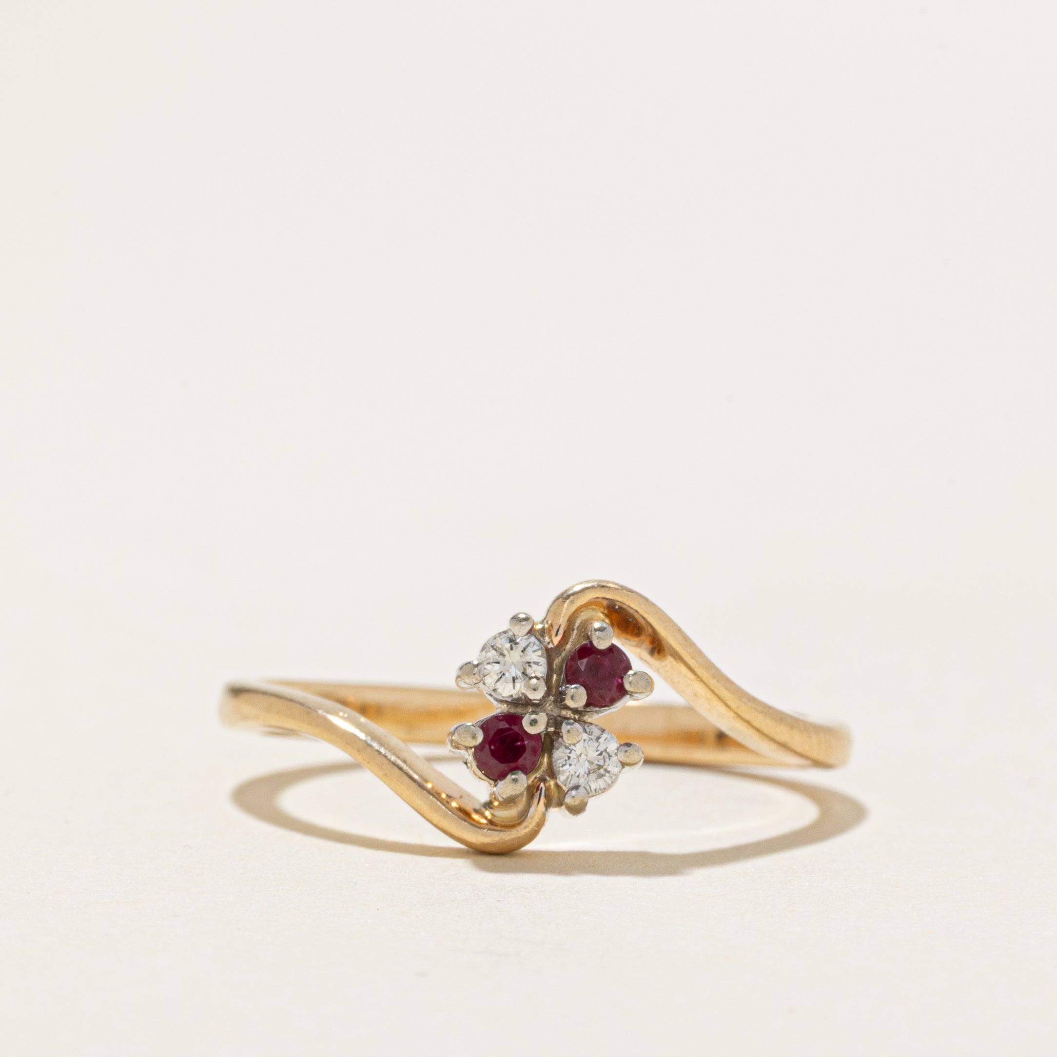 Ruby & Diamond Cluster Bypass Ring | SZ 8