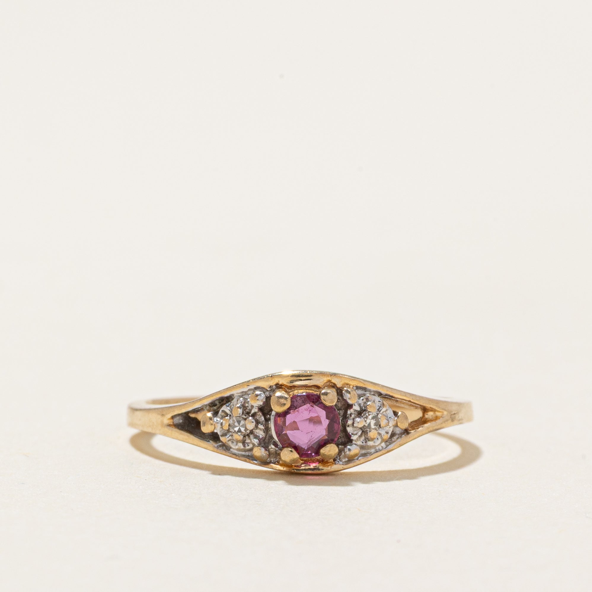 Ruby & Diamond Cluster Tapered Ring | SZ 5.25