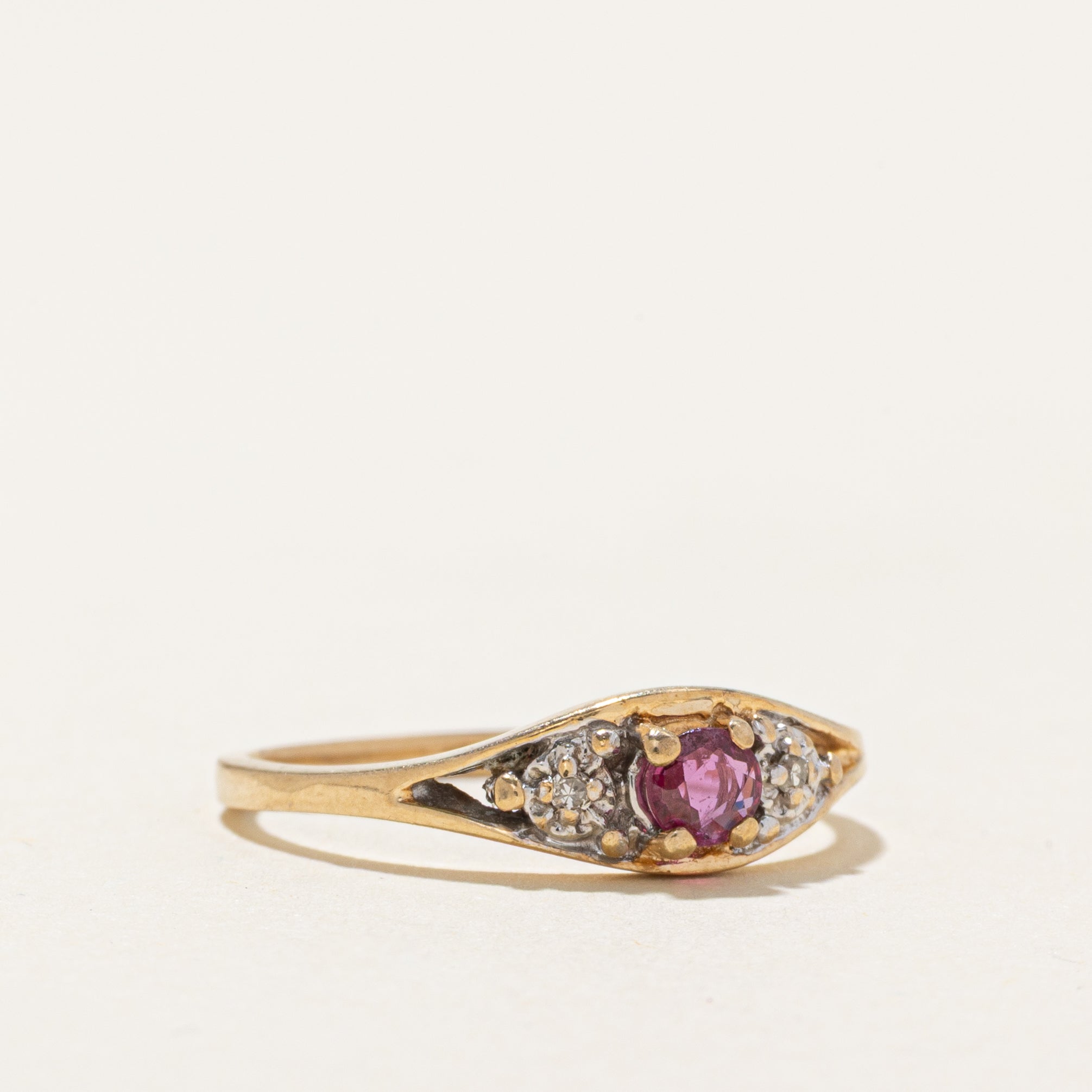 Ruby & Diamond Cluster Tapered Ring | SZ 5.25