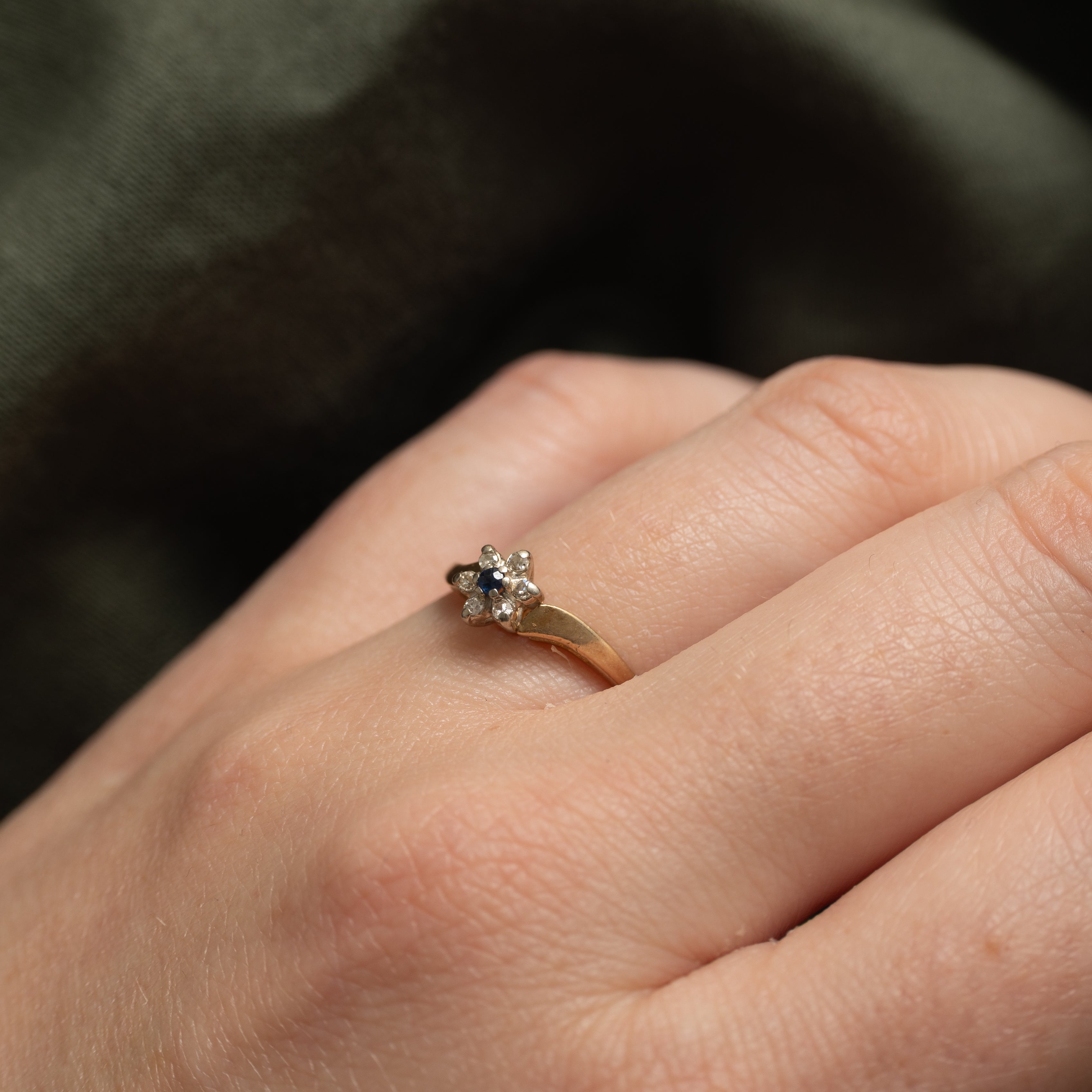 Sapphire & Diamond Petal Bypass Ring | SZ 6.5