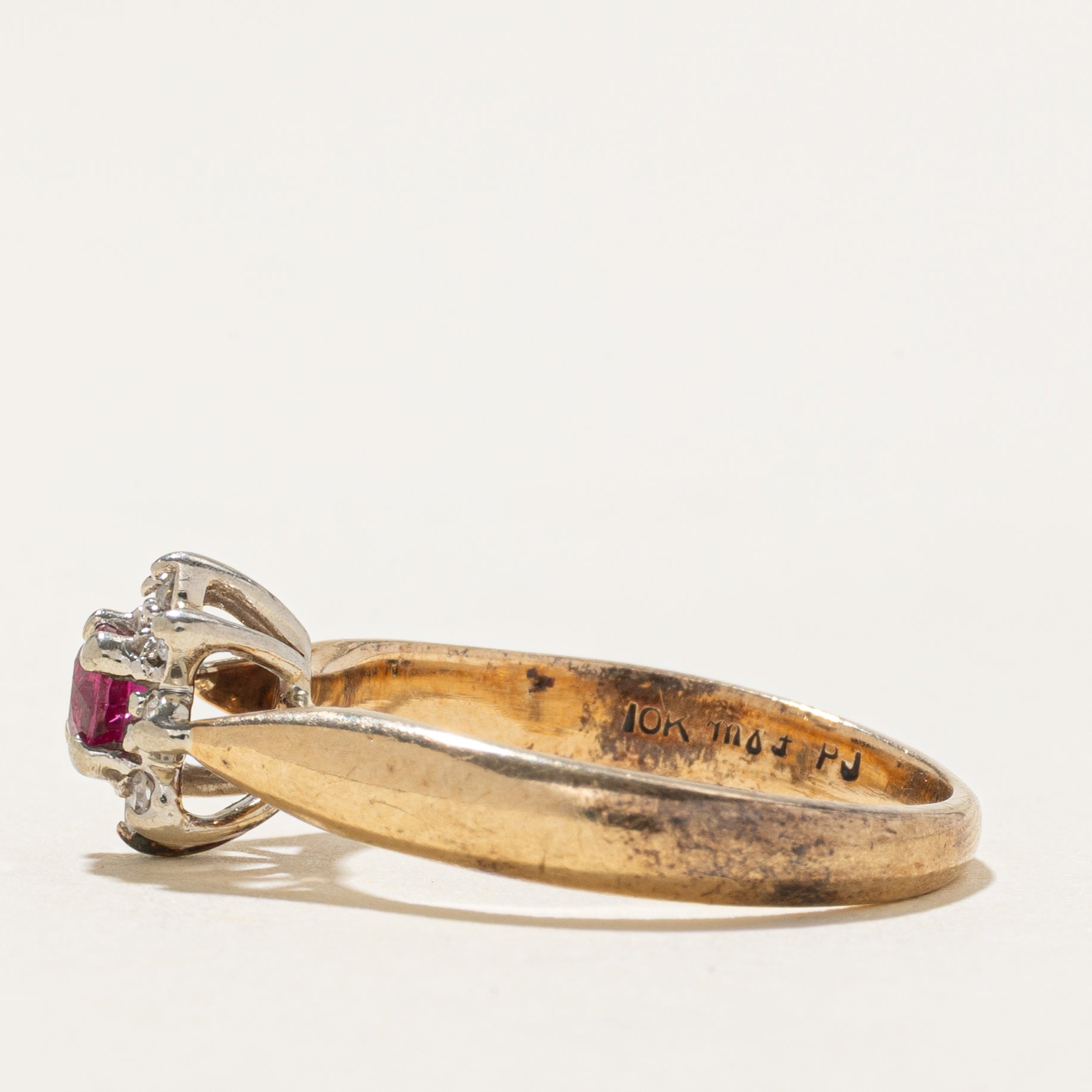 Diamond & Ruby Petal Ring | SZ 6.75