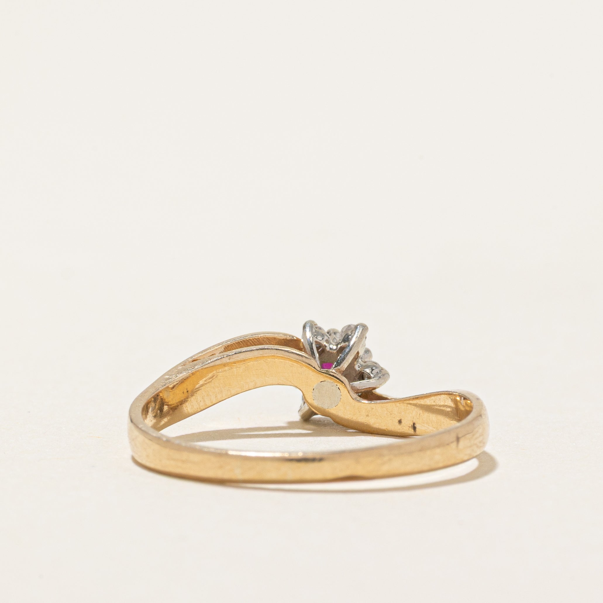 Ruby & Diamond Petal Bypass Ring | SZ 6.5