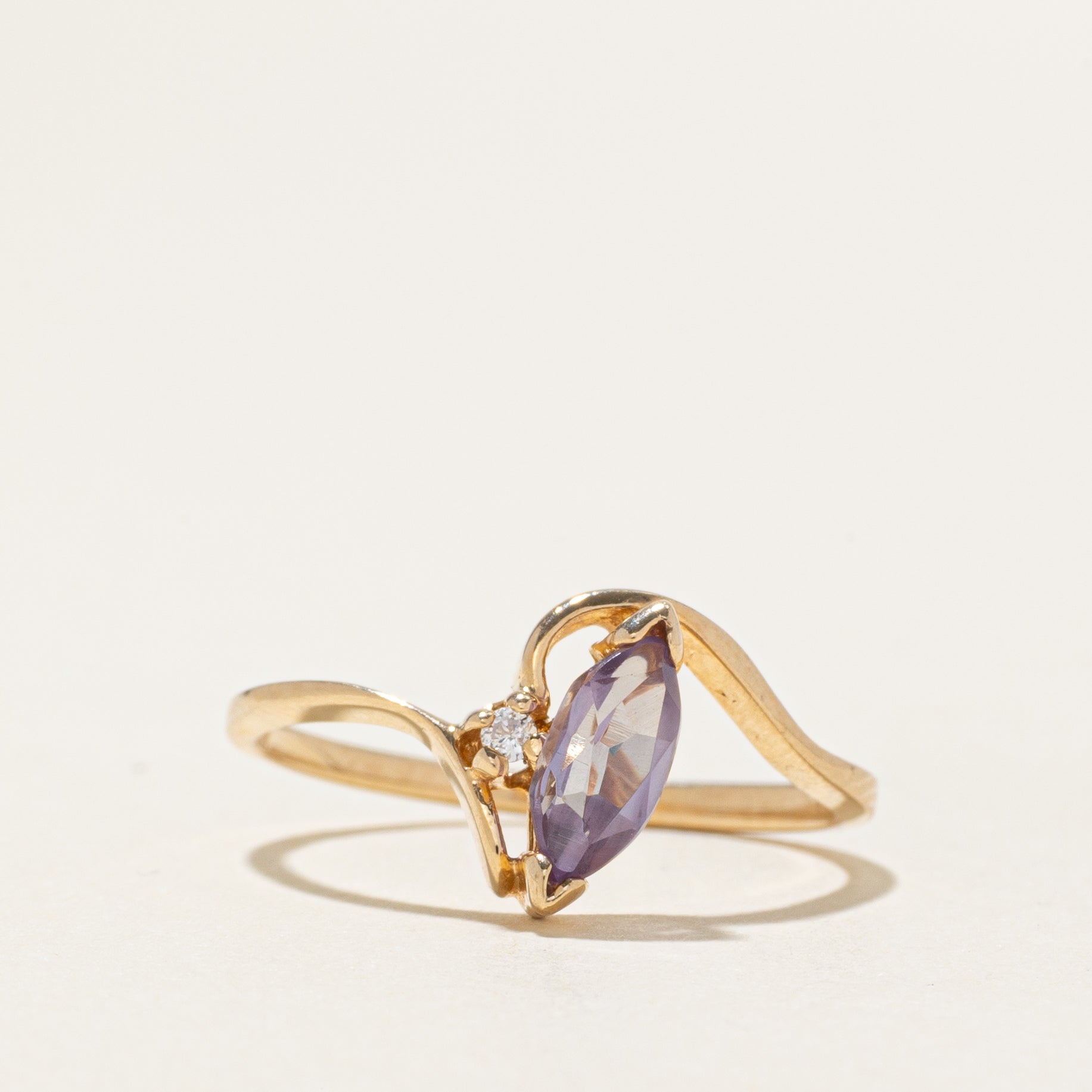 Synthetic Sapphire & Natural Diamond Bypass Ring | SZ 7