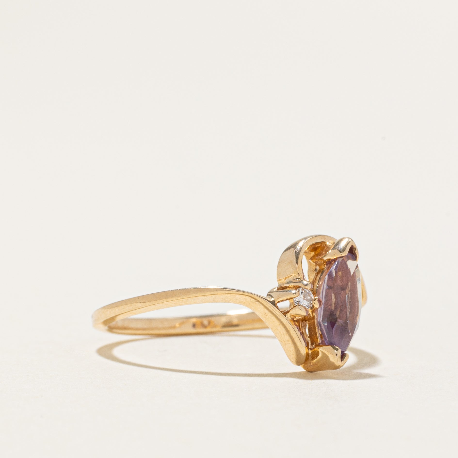 Synthetic Sapphire & Natural Diamond Bypass Ring | SZ 7