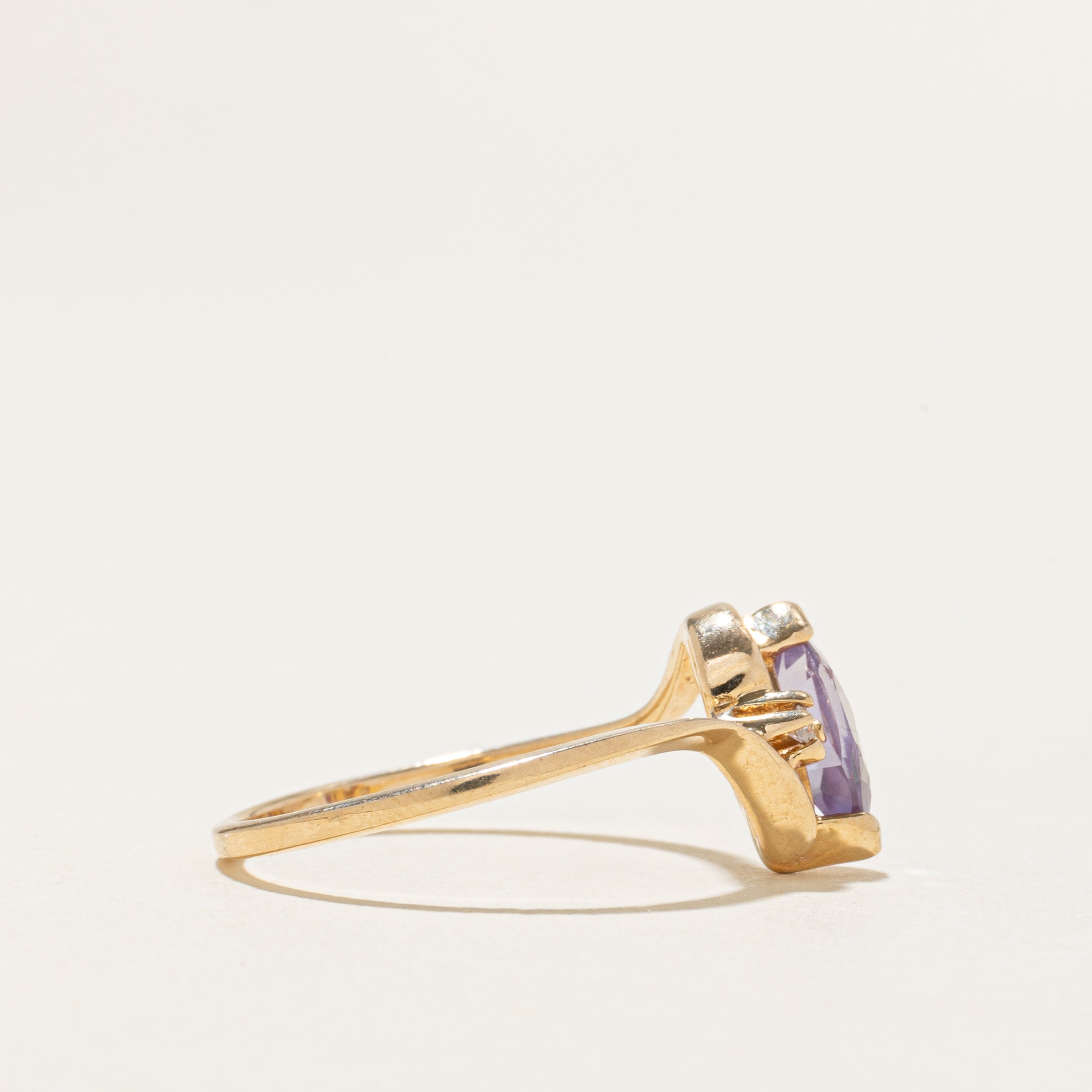 Synthetic Sapphire & Natural Diamond Bypass Ring | SZ 7