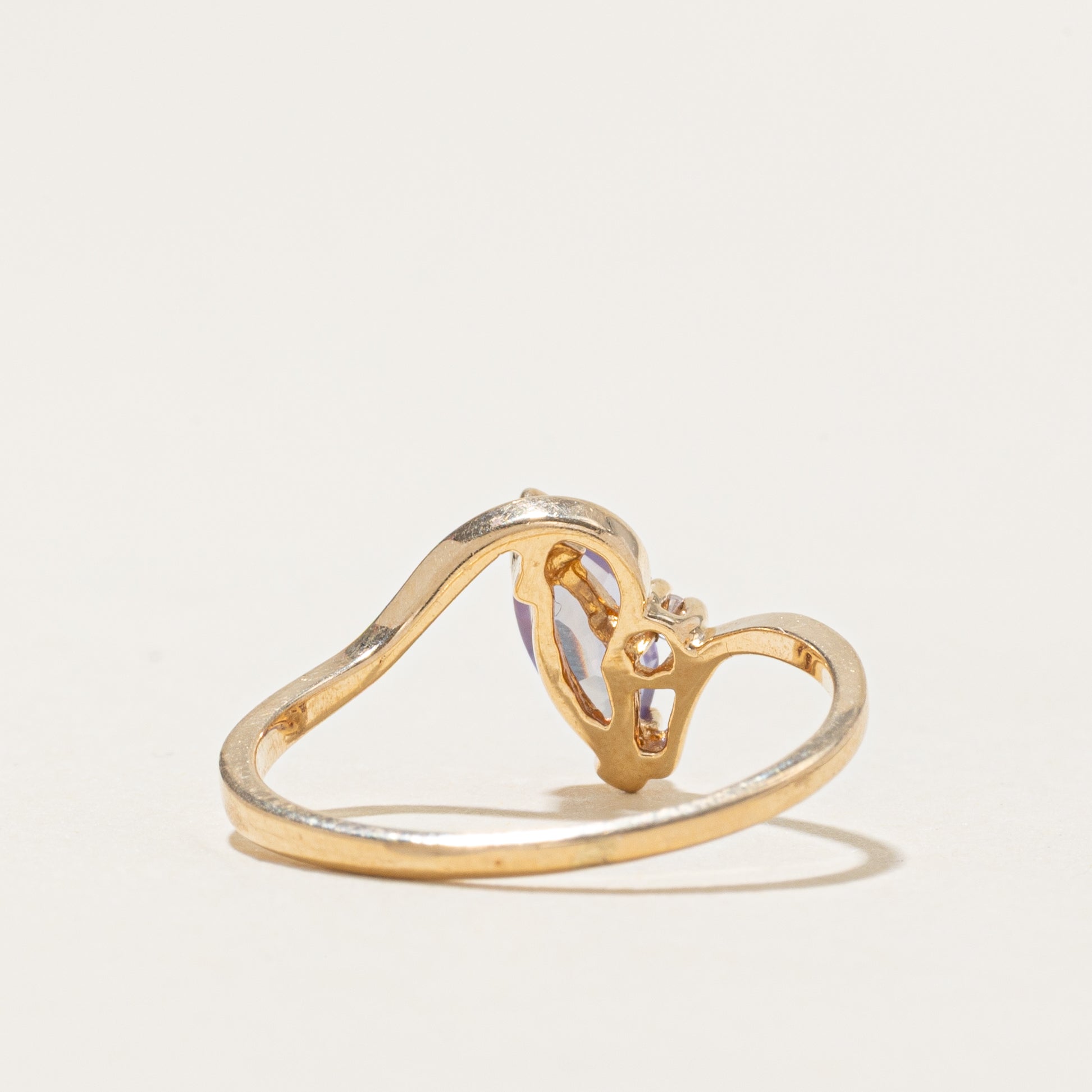 Synthetic Sapphire & Natural Diamond Bypass Ring | SZ 7