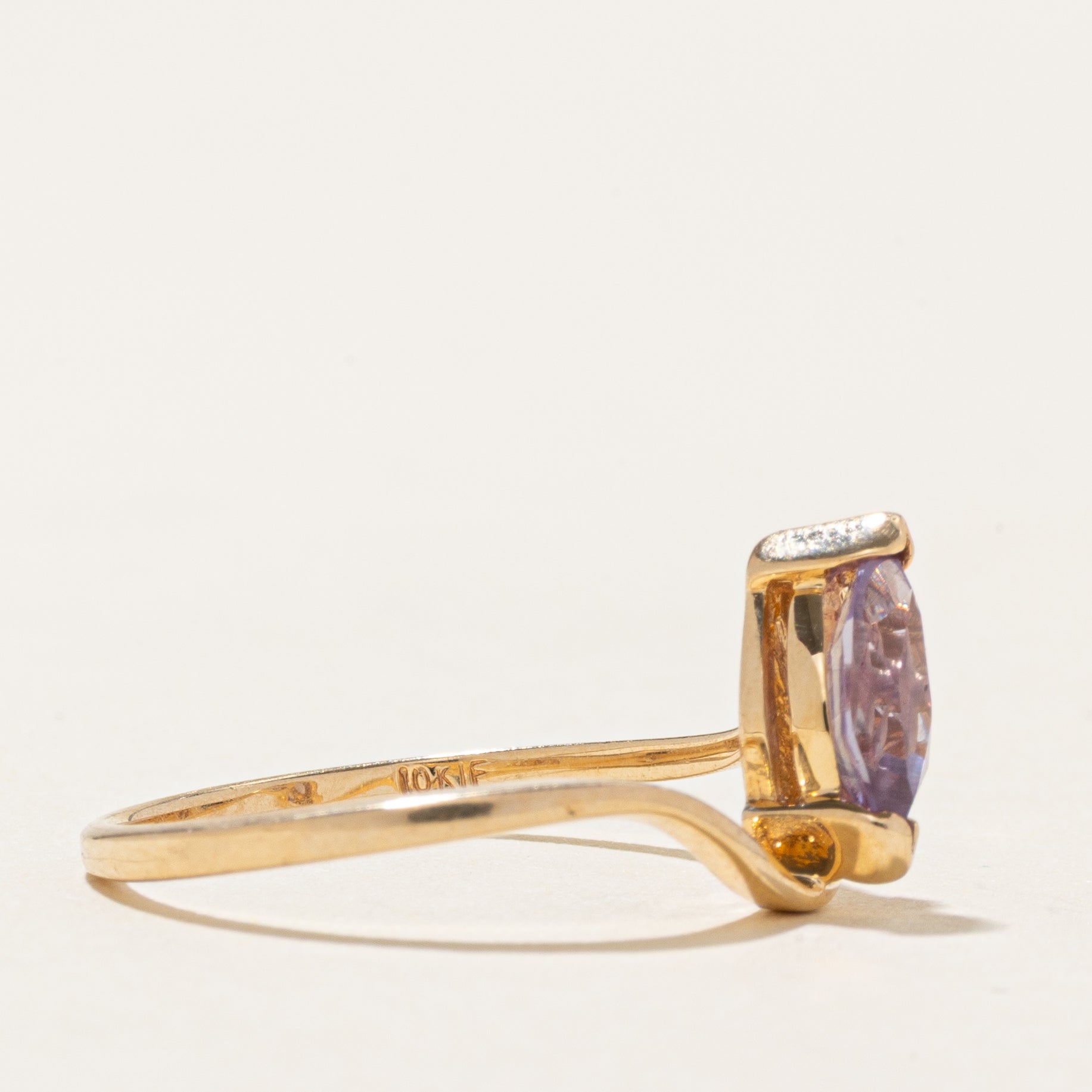 Synthetic Sapphire & Natural Diamond Bypass Ring | SZ 7