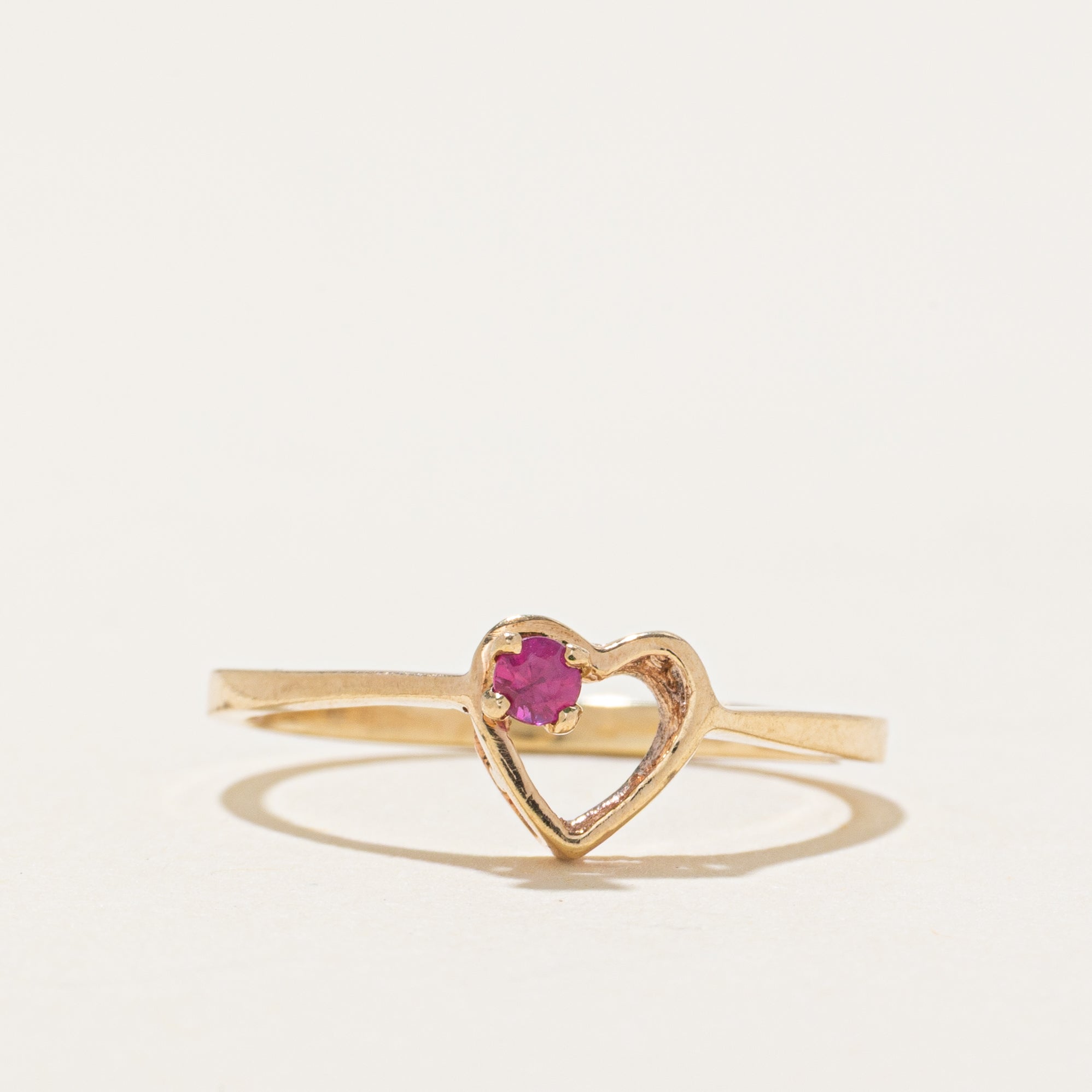 Synthetic Ruby Open Heart Ring | SZ 6.25