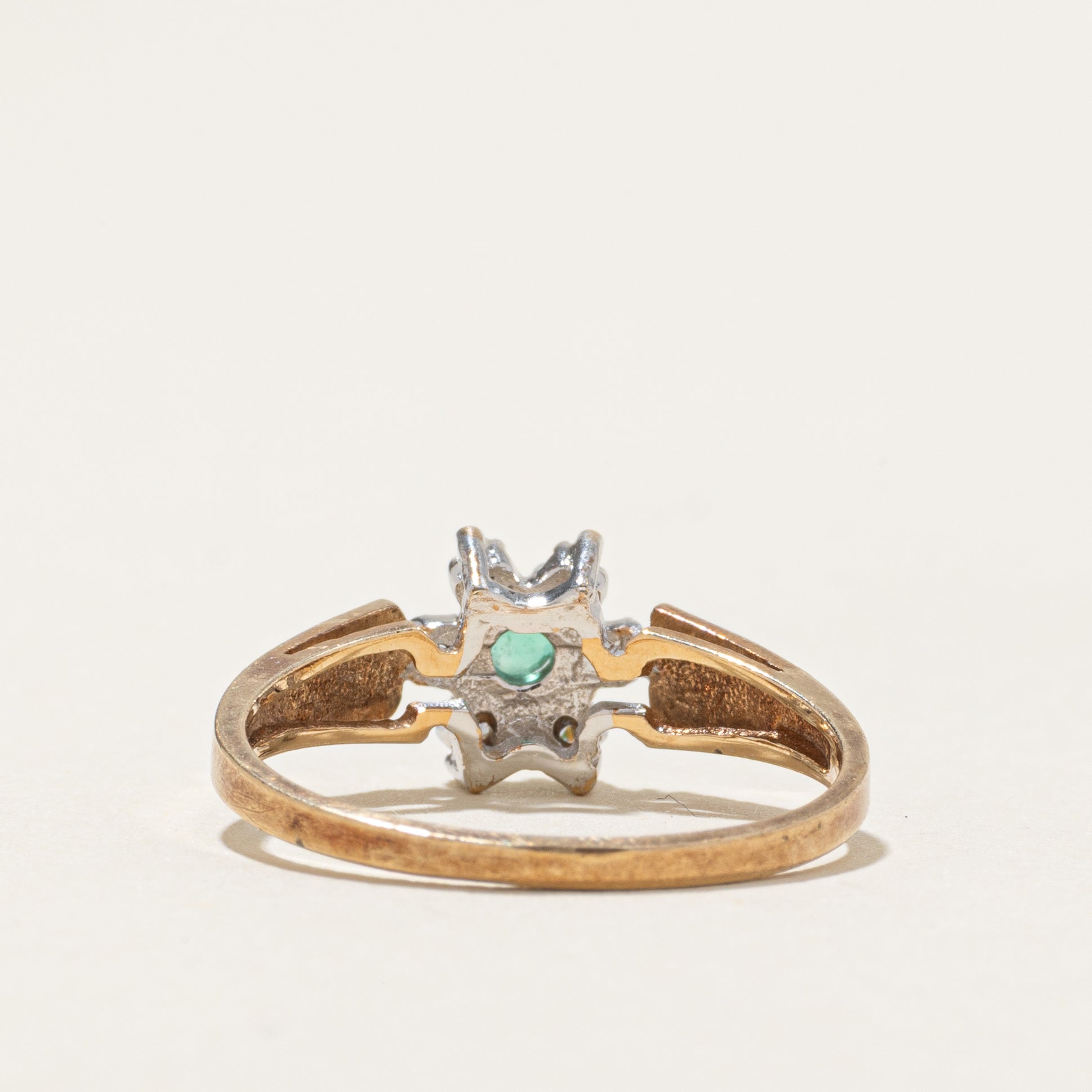 Emerald & Diamond Petal Ring | SZ 6