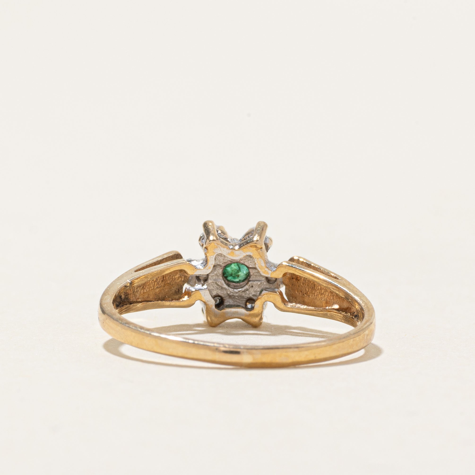 Emerald & Diamond Petal Ring | SZ 6.5
