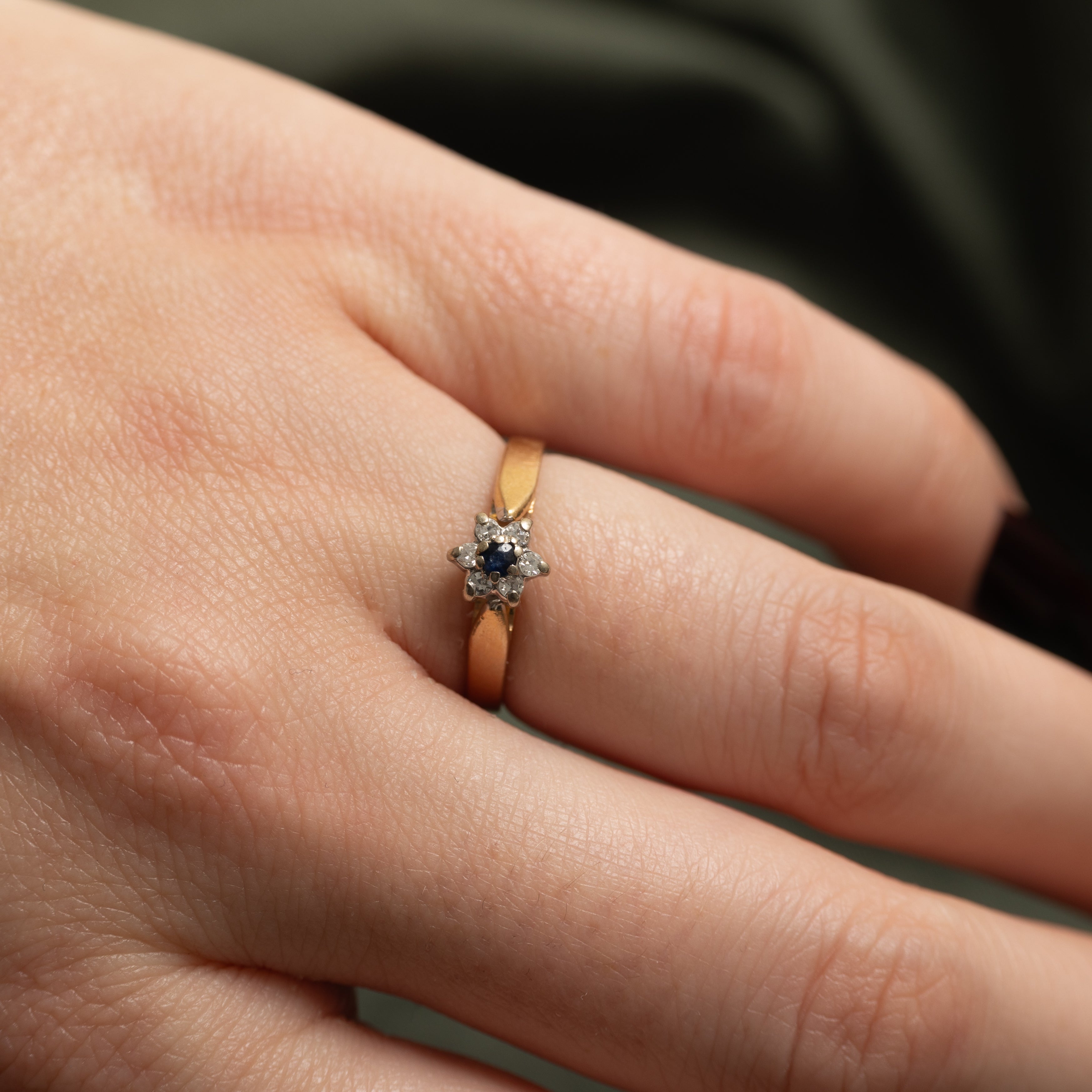 Sapphire & Diamond Petal Ring | SZ 5.25