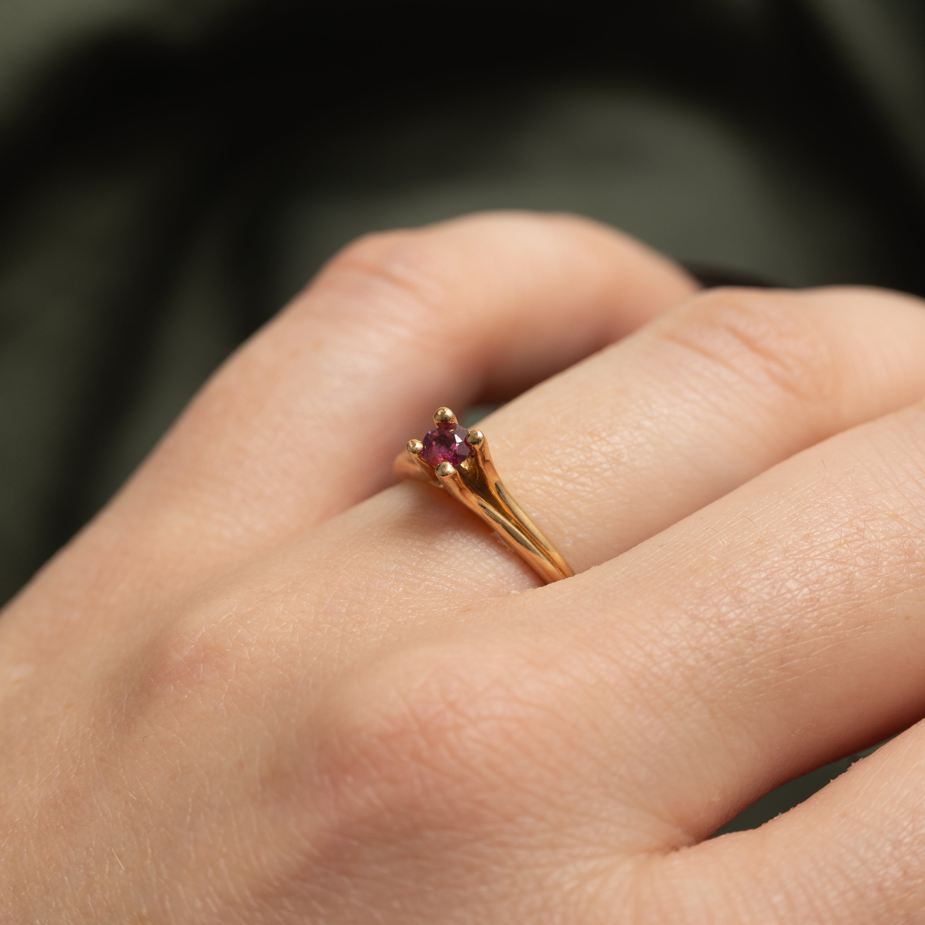 Solitaire Ruby Open Shank Ring | SZ 6