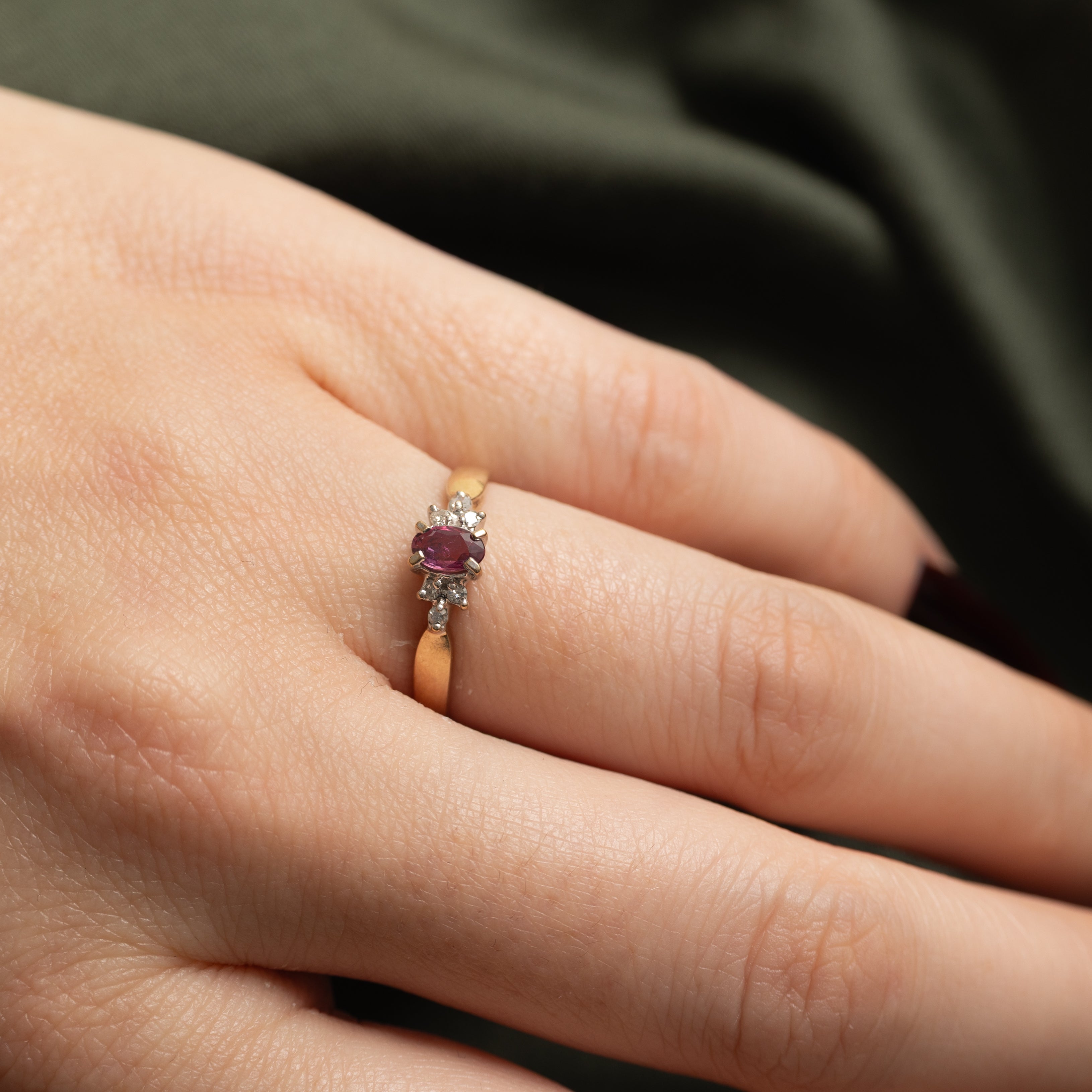 Ruby & Diamond Petal Cluster Ring | SZ 6.5