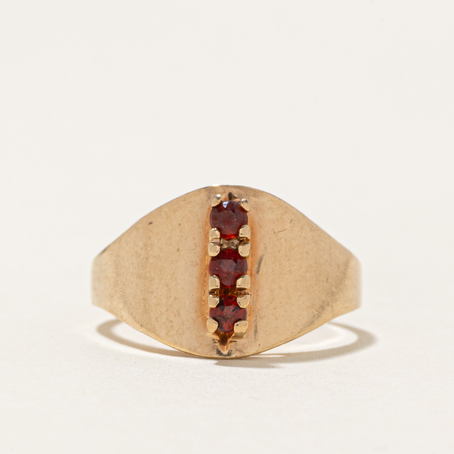 Three Stone Ruby Column Tapered Ring | SZ 5.75
