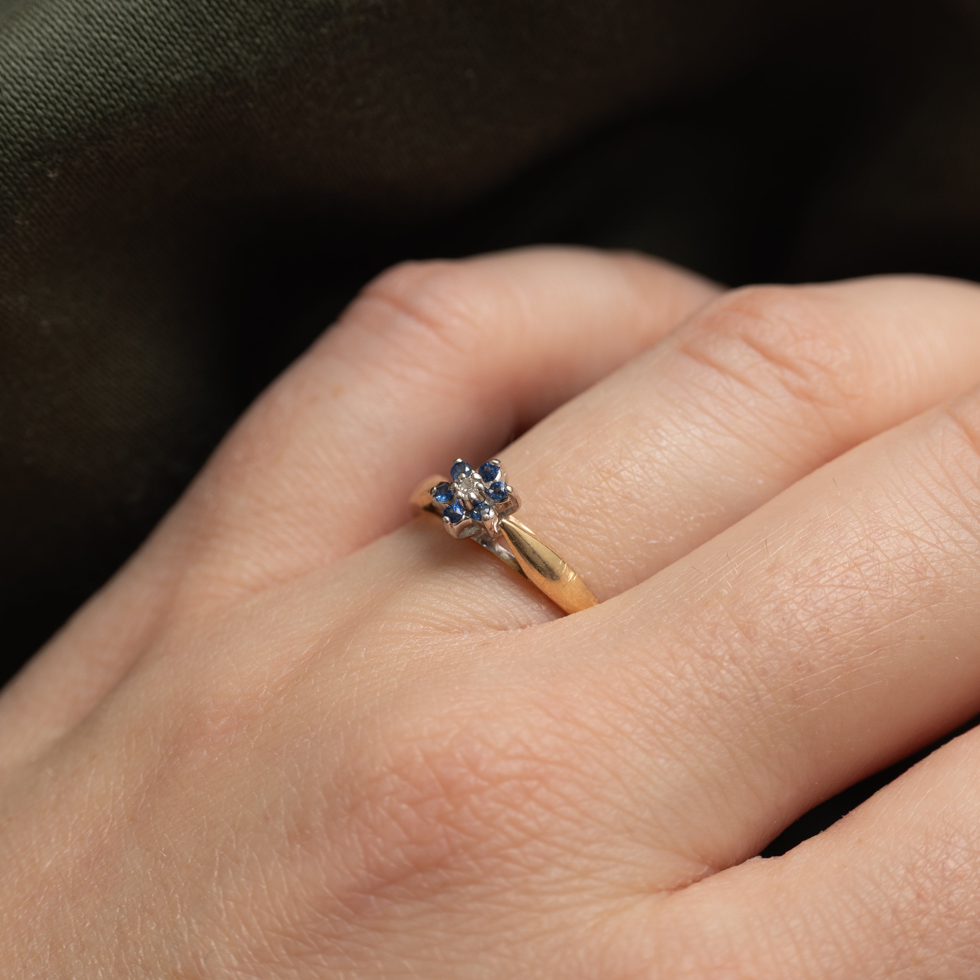 Sapphire & Diamond Petal Ring | SZ 7.5