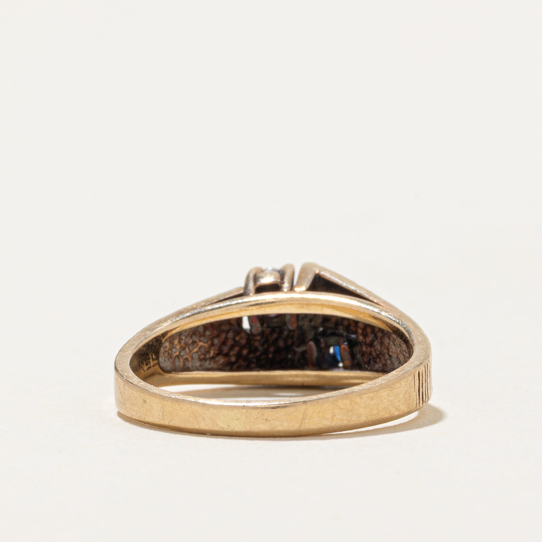 Diamond & Sapphire Textured Tapered Ring | SZ 4