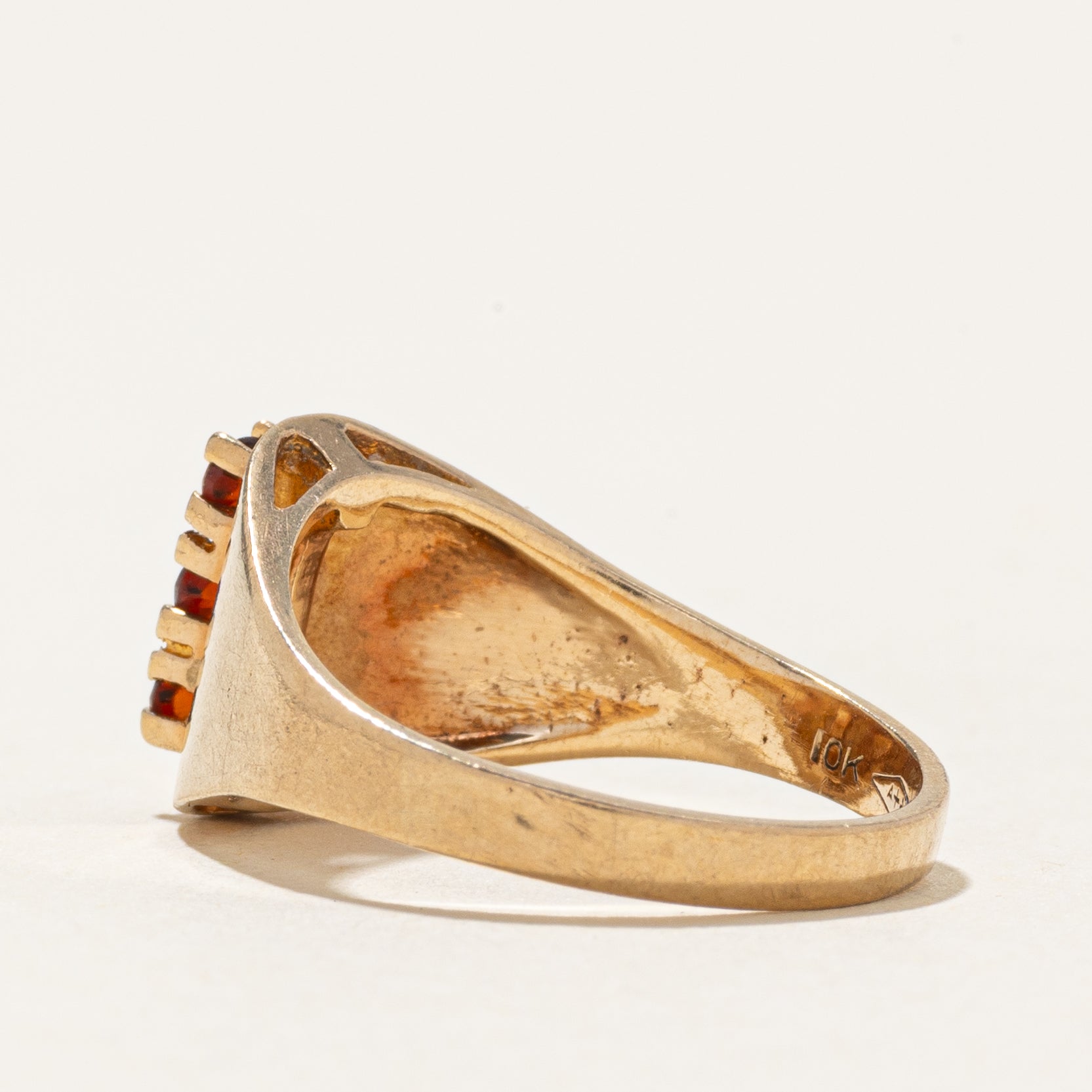 Three Stone Ruby Column Tapered Ring | SZ 5.75