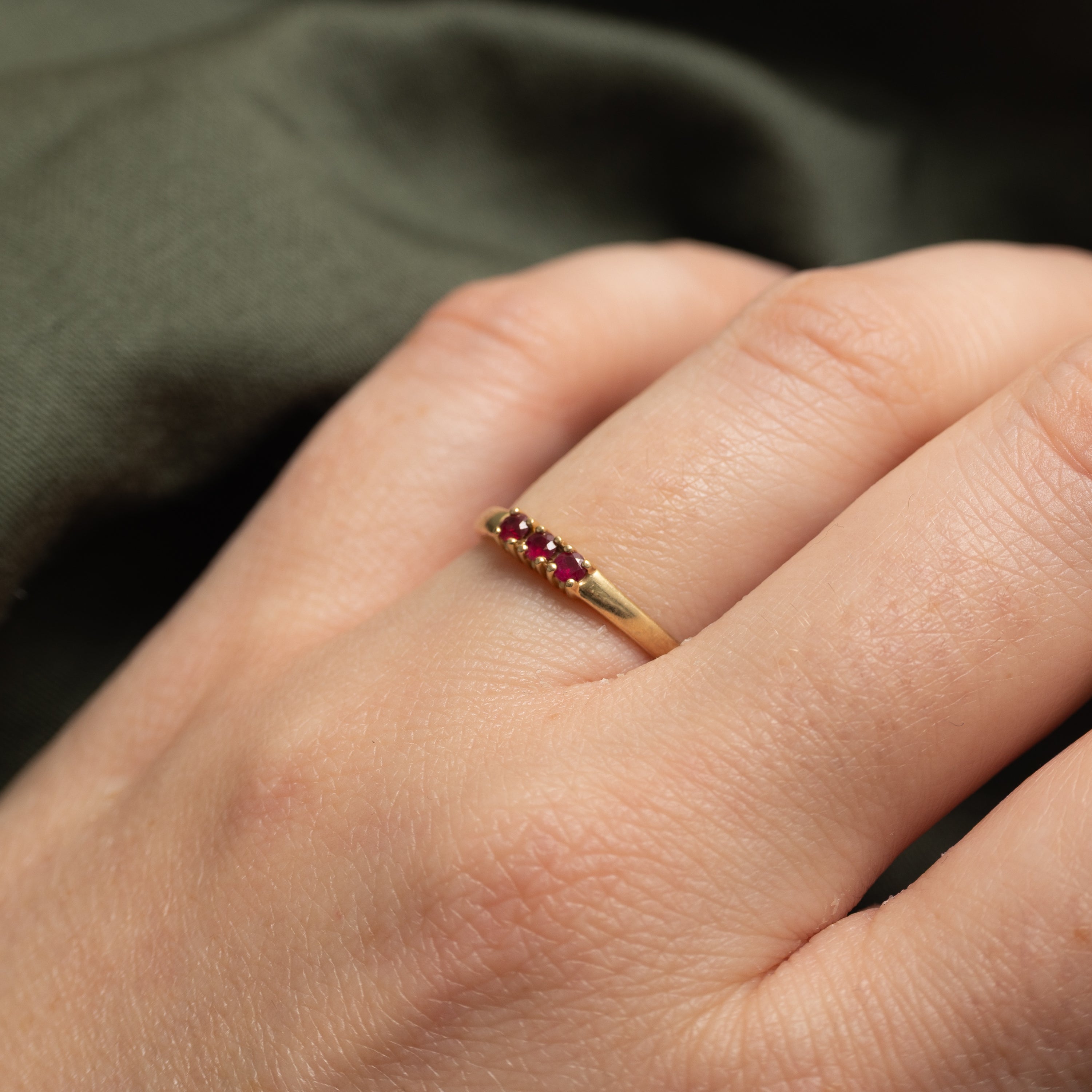Three Stone Ruby Band | SZ 6.75