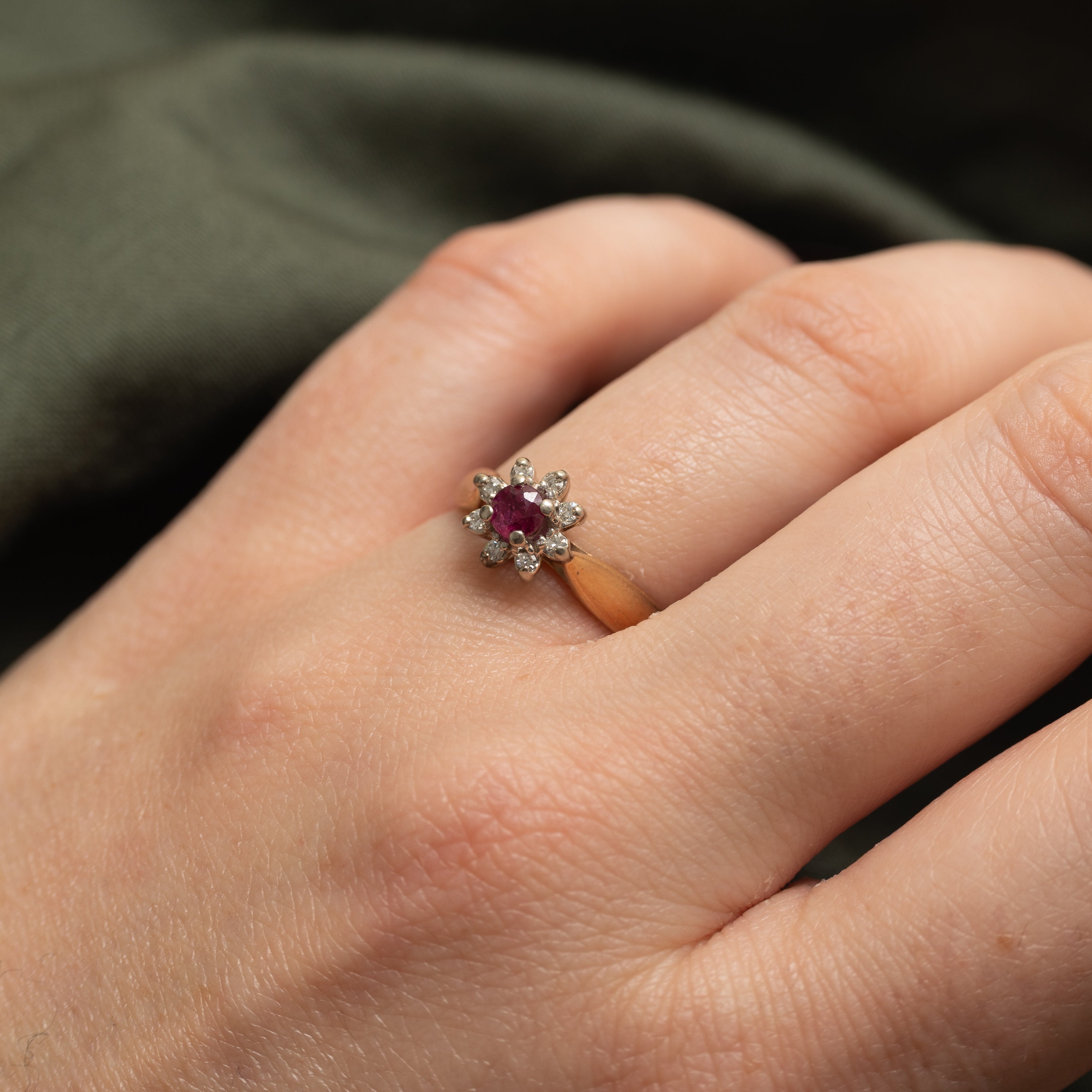 Diamond & Ruby Petal Ring | SZ 6.75