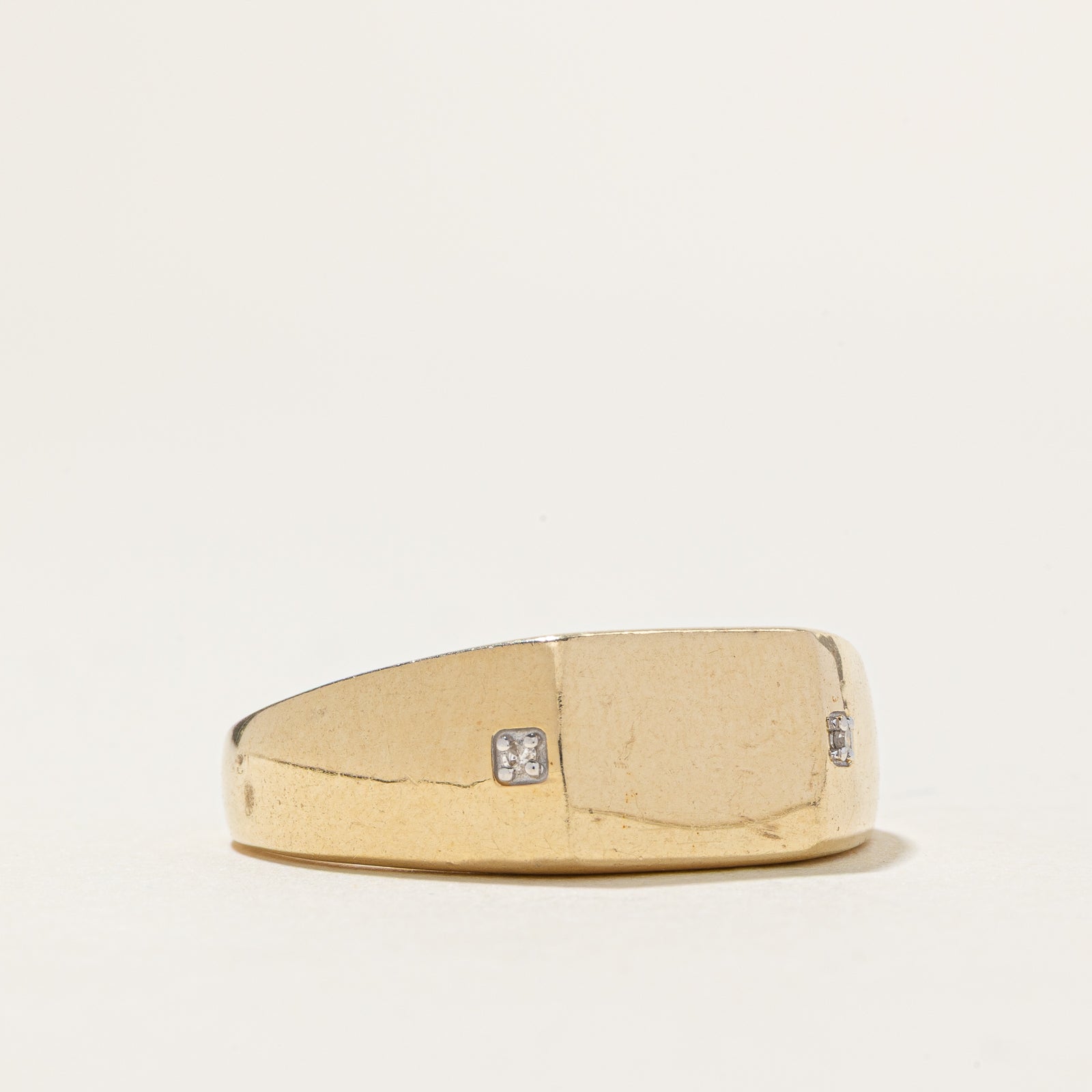 Diamond Accent Plain Signet Ring | SZ 11