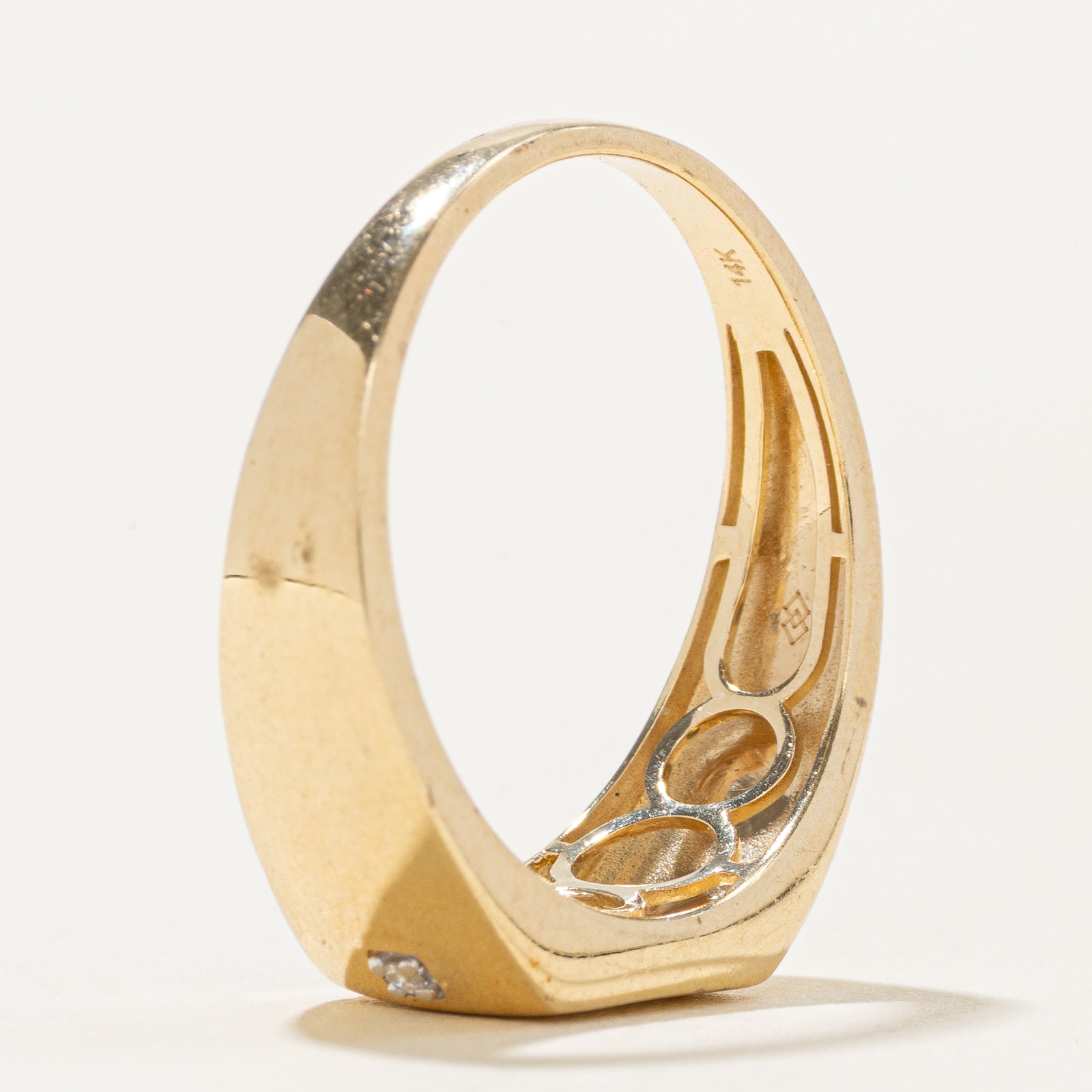 Diamond Accent Plain Signet Ring | SZ 11