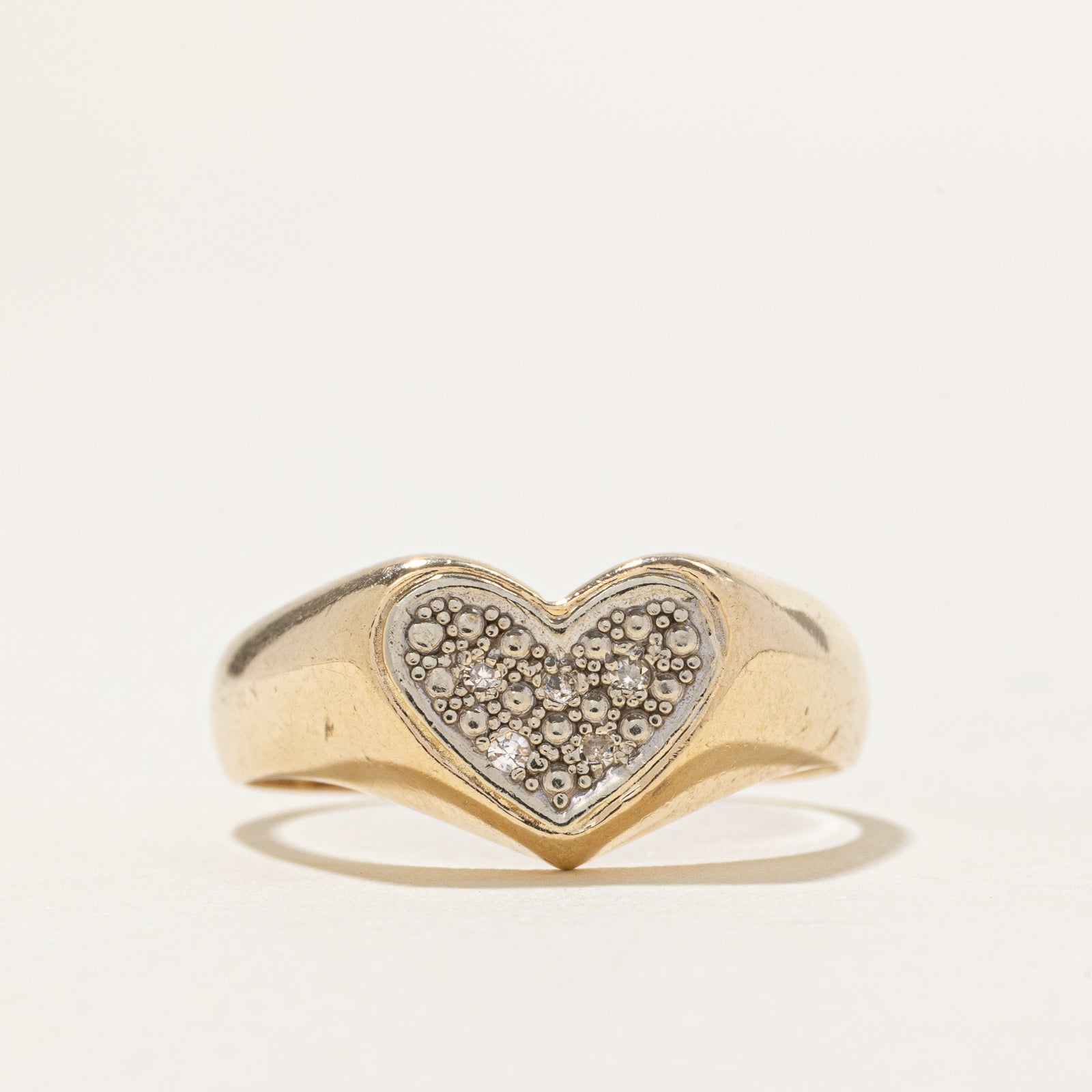 10k Diamond Heart Chevron Ring | SZ 7.75