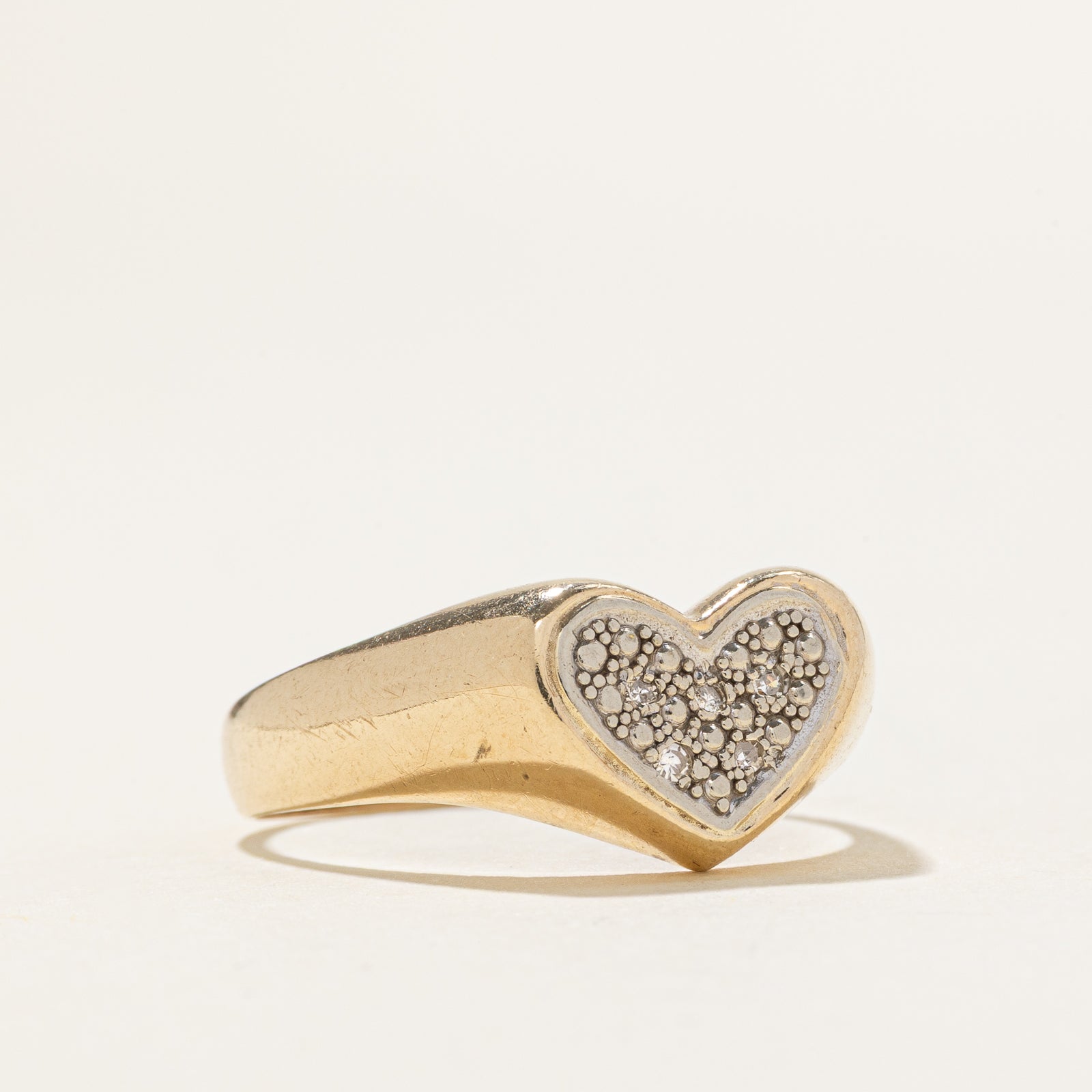 10k Diamond Heart Chevron Ring | SZ 7.75