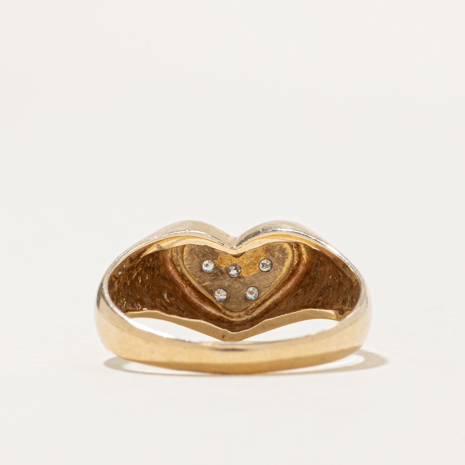 10k Diamond Heart Chevron Ring | SZ 7.75