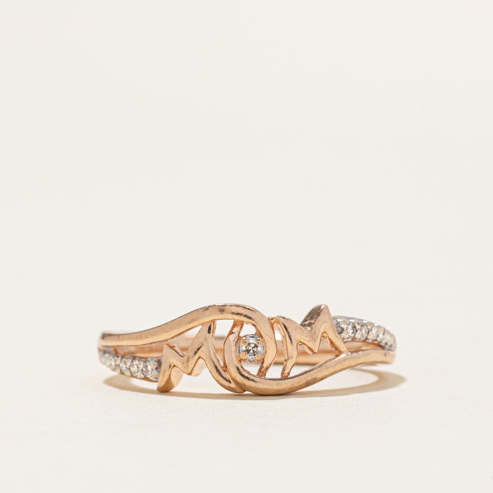 Diamond Accent 'Mom' Bypass Ring | SZ 6.25