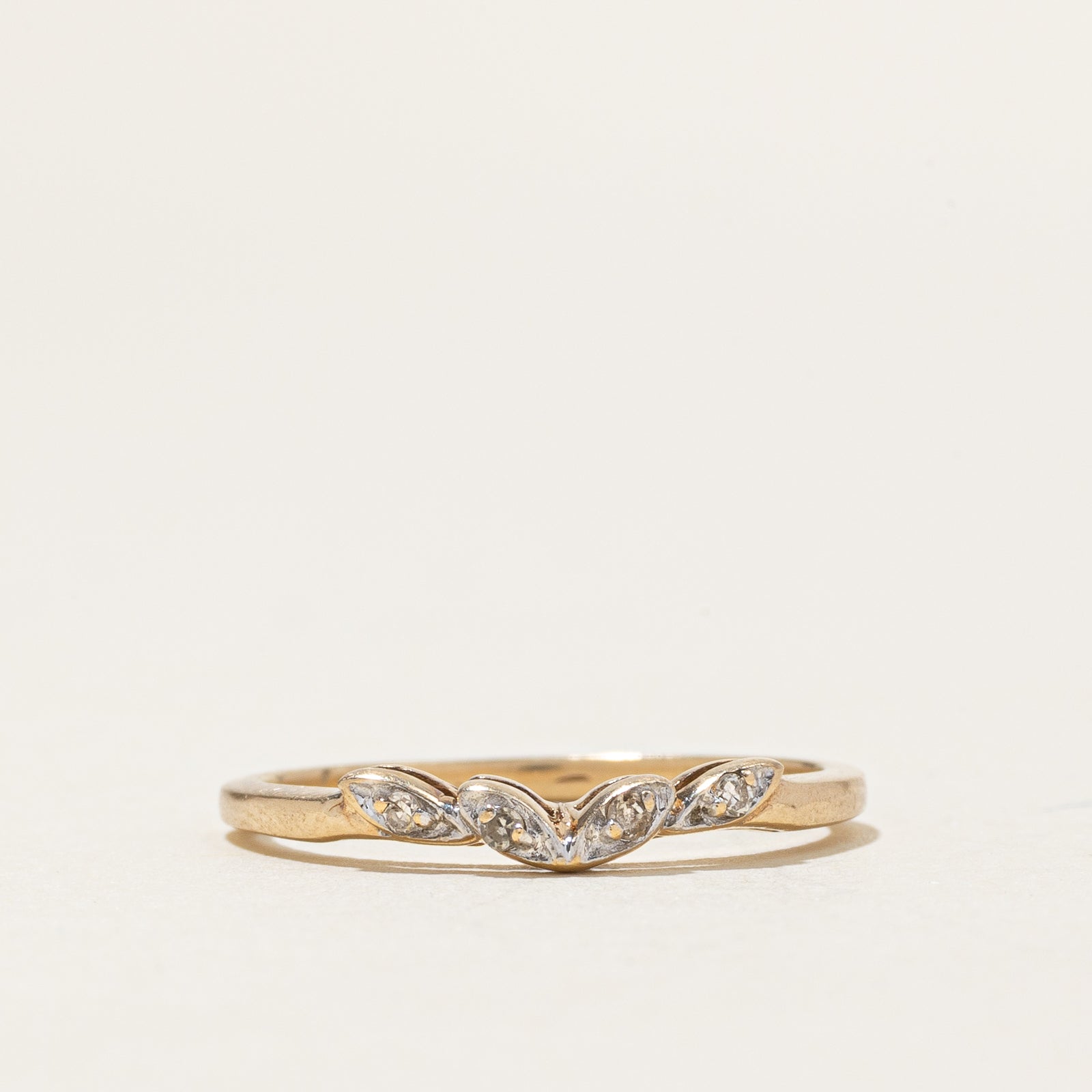 10k Diamond Thin Leaf Contour Ring | SZ 5.5