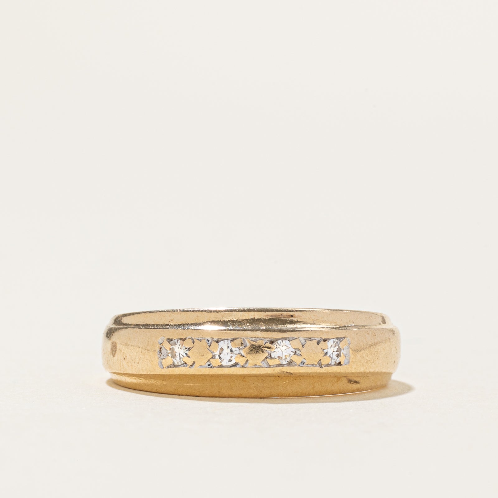 Four Stone Diamond Grooved Dome Ring | SZ 6.5