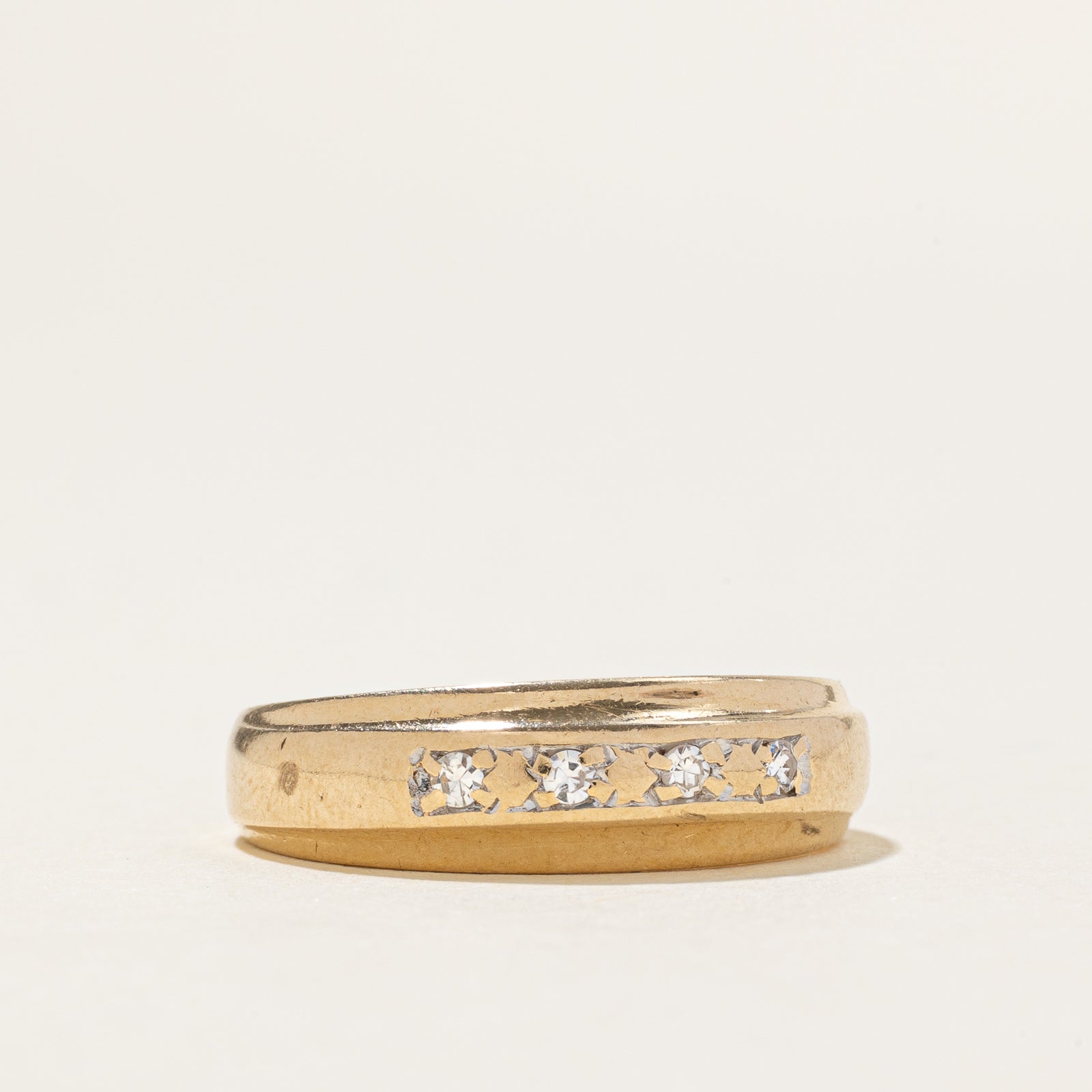 Four Stone Diamond Grooved Dome Ring | SZ 6.5