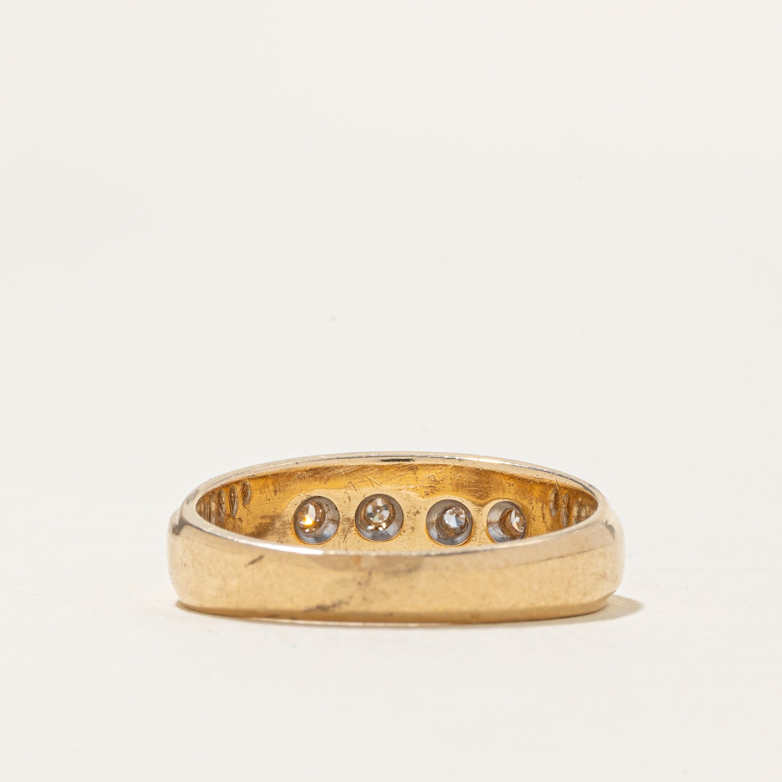 Four Stone Diamond Grooved Dome Ring | SZ 6.5
