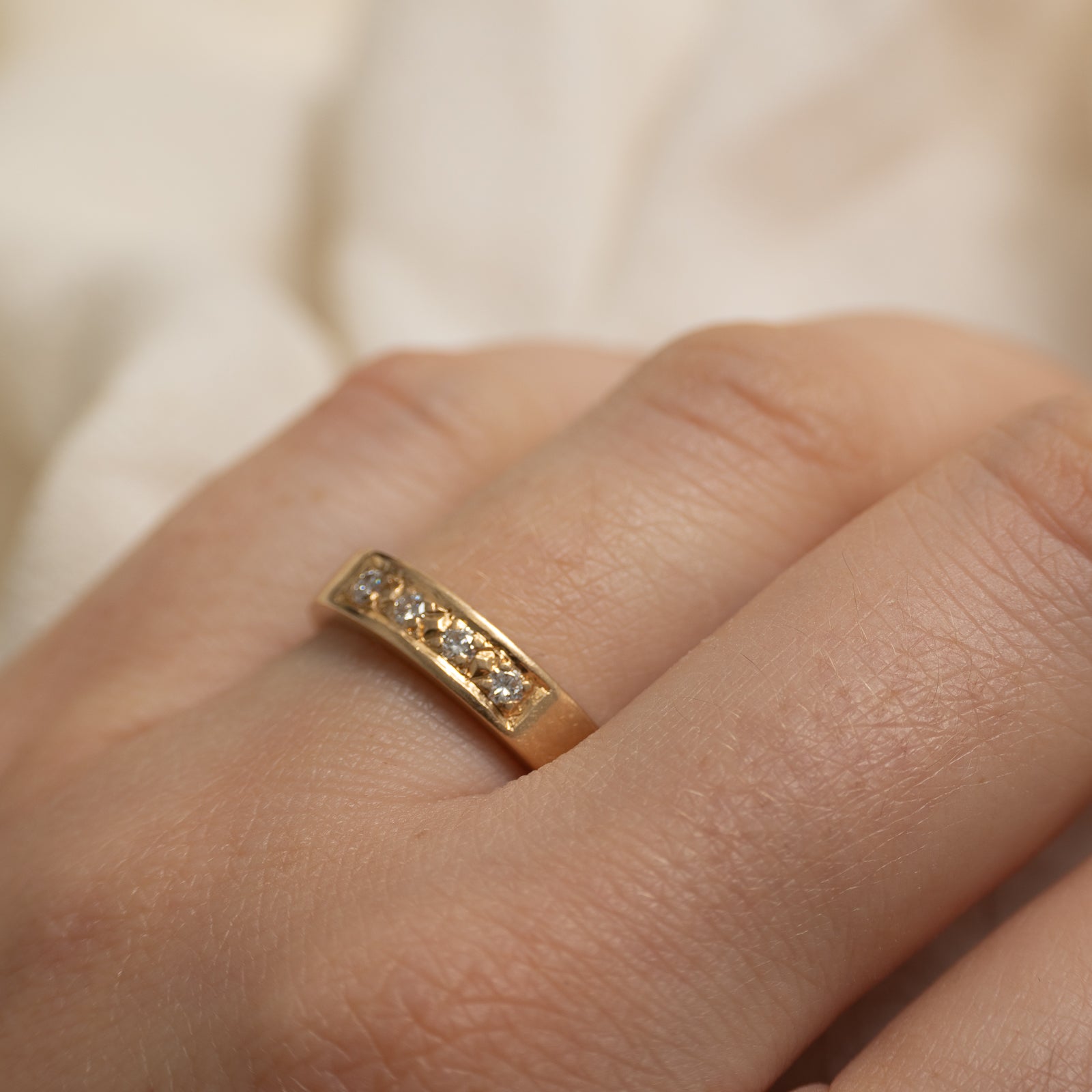14k Four Stone Diamond Band | 4.25mm | SZ 6.5