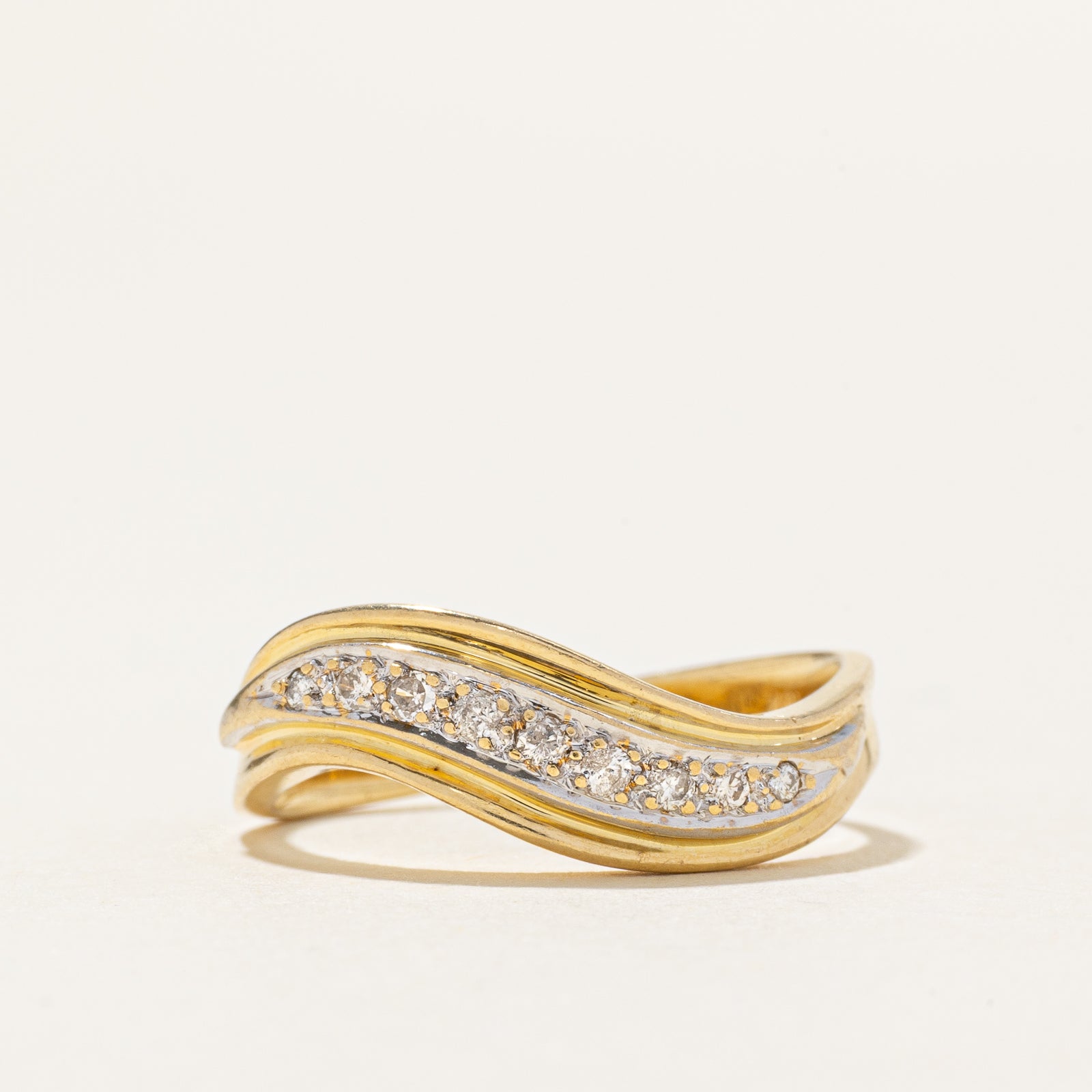 Diamond Grooved Waterfall Ring | SZ 5.75