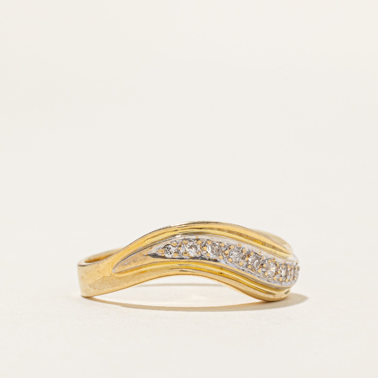 Diamond Grooved Waterfall Ring | SZ 5.75