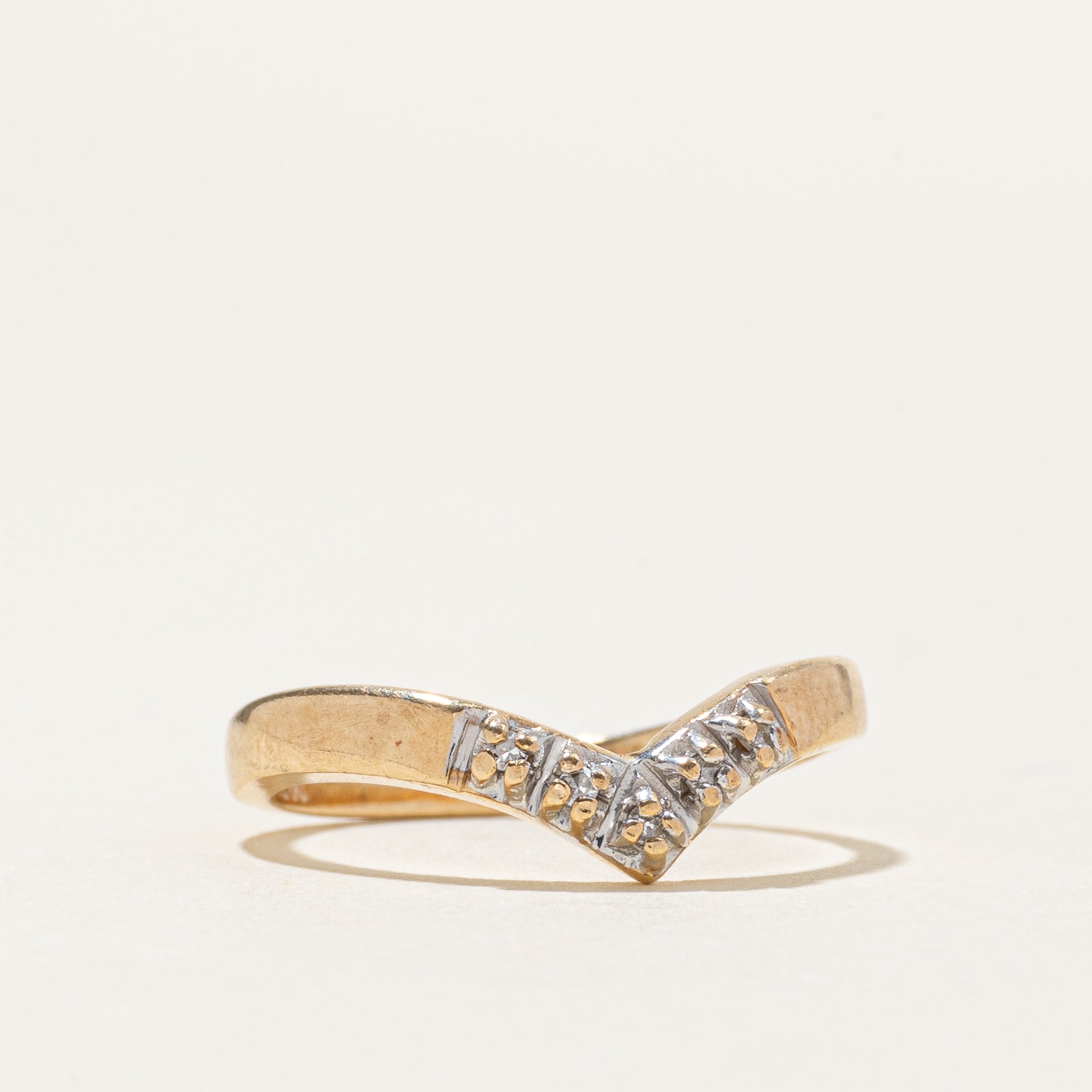Two Tone Diamond Chevron Ring | SZ 3.25