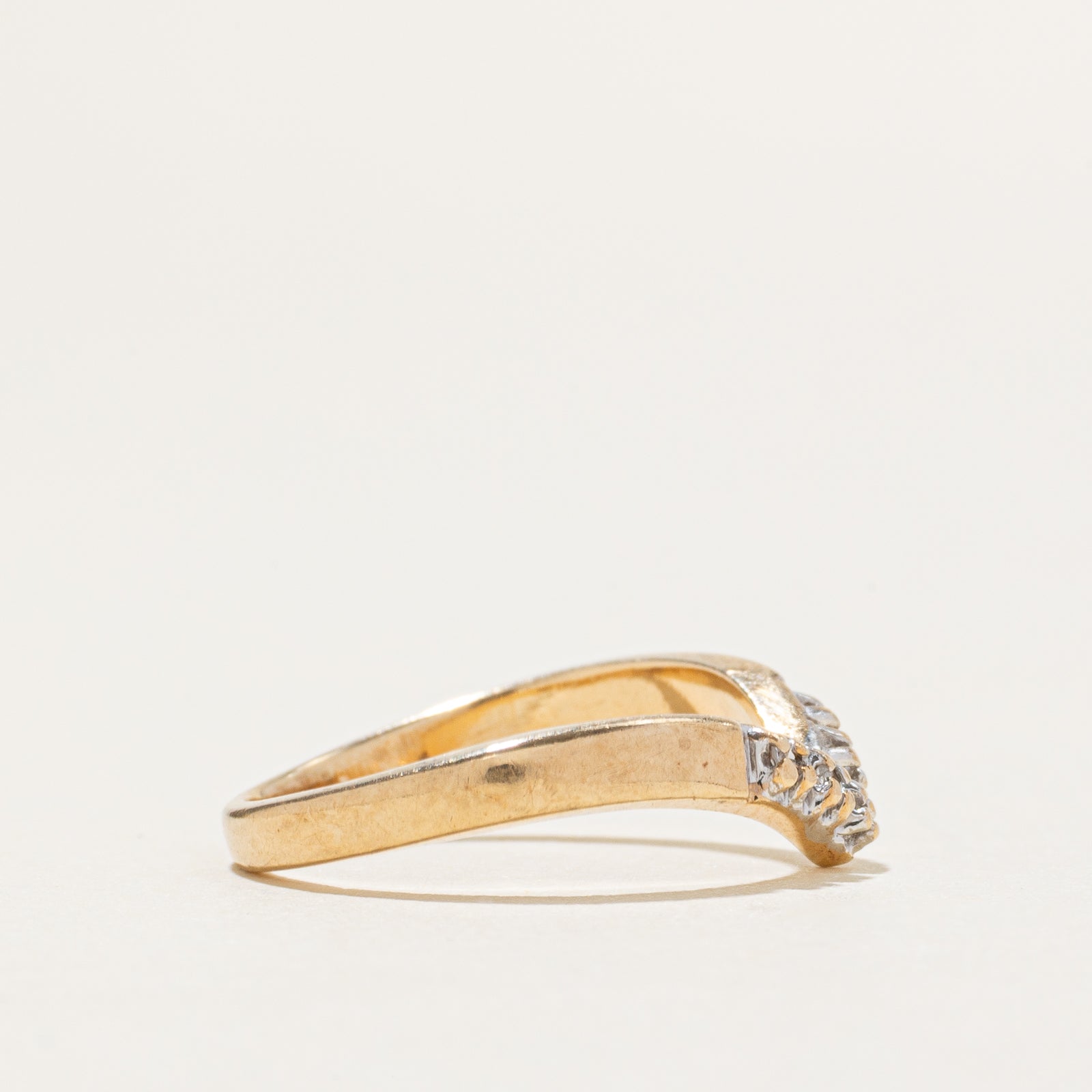 Two Tone Diamond Chevron Ring | SZ 3.25
