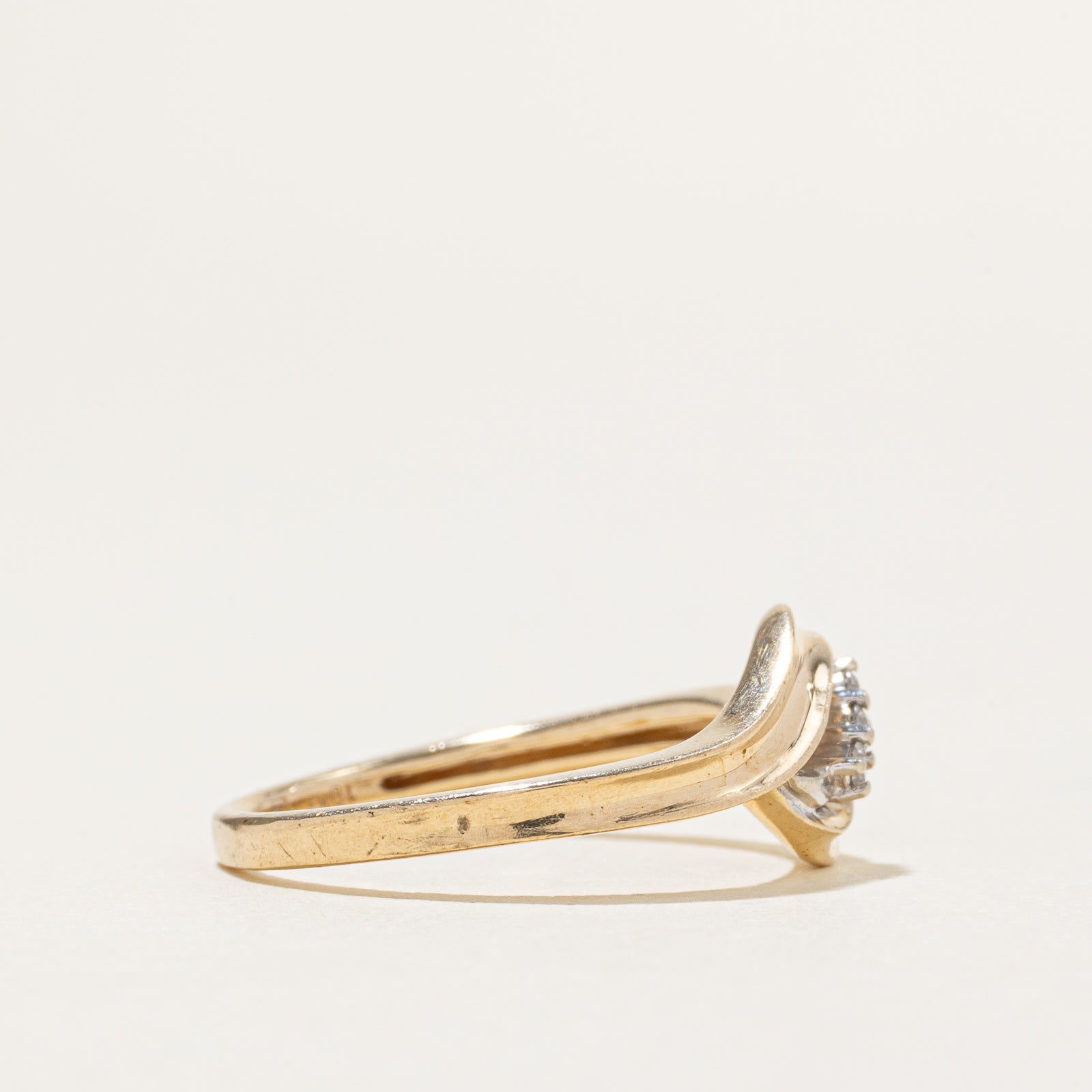 Two Tone Diamond Wave Bypass Ring | SZ 6