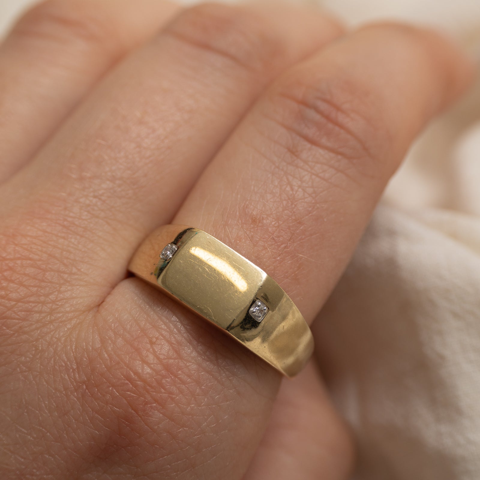 Diamond Accent Plain Signet Ring | SZ 11