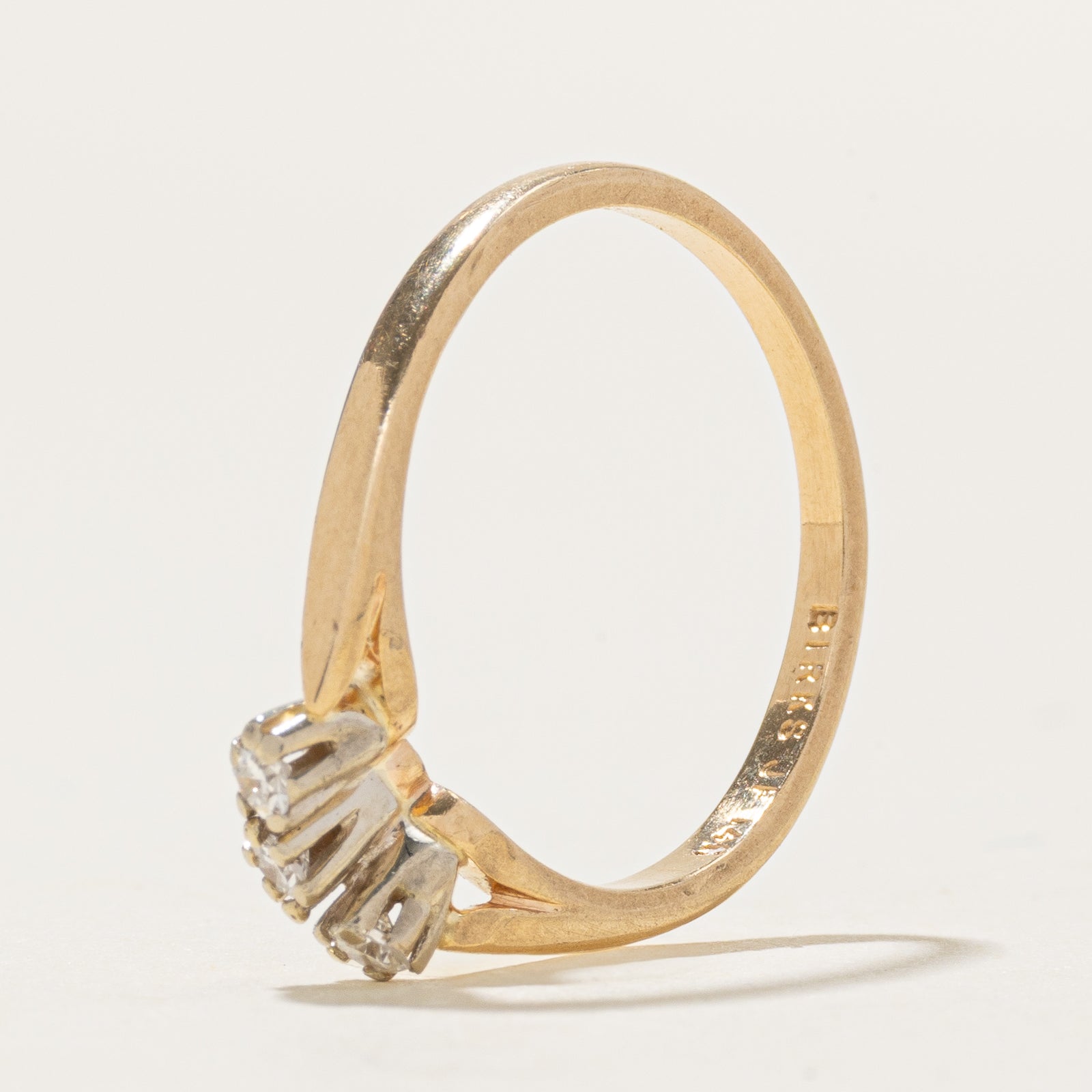 'Birks' Three Stone Diamond Contour Ring | SZ 6
