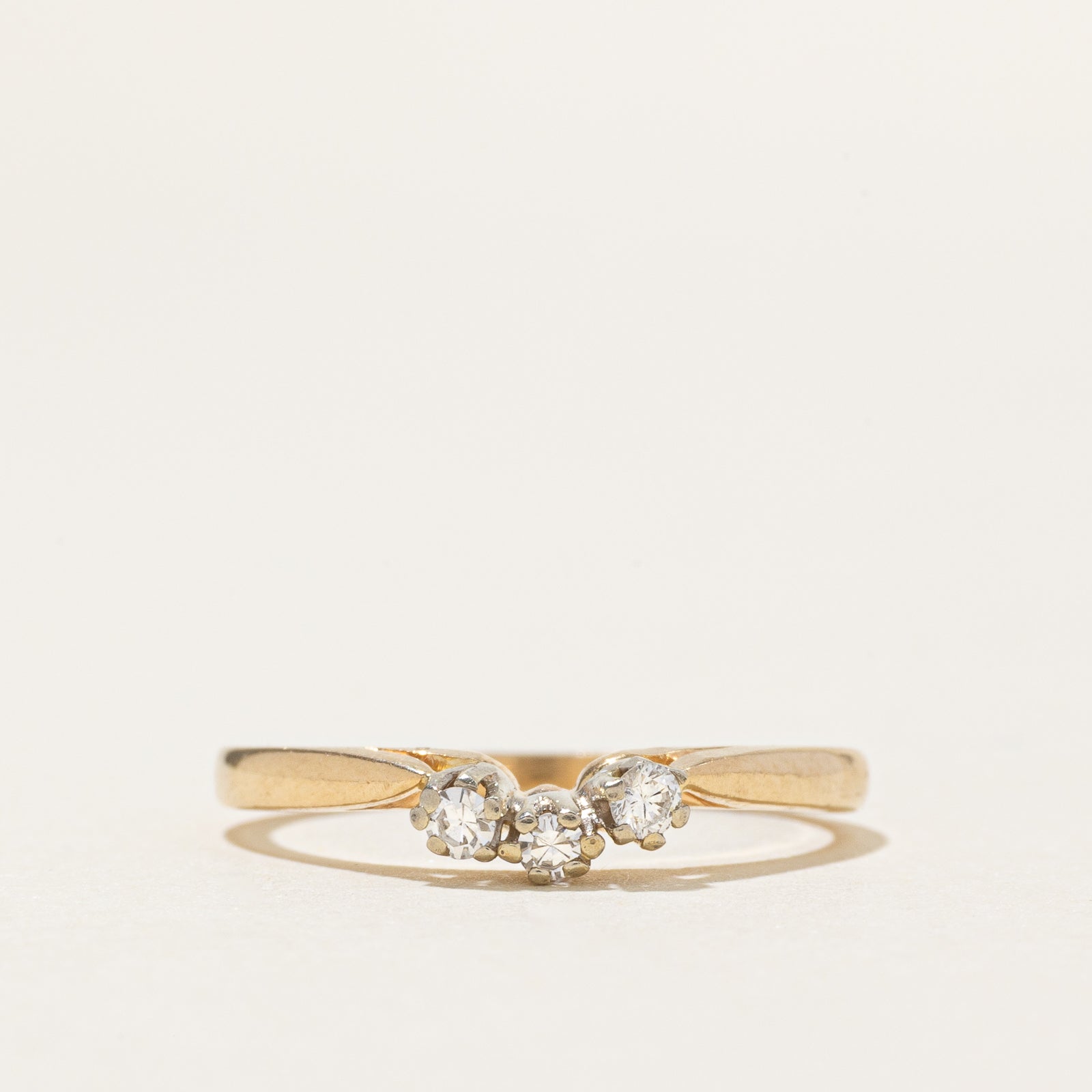 'Birks' Three Stone Diamond Contour Ring | SZ 6