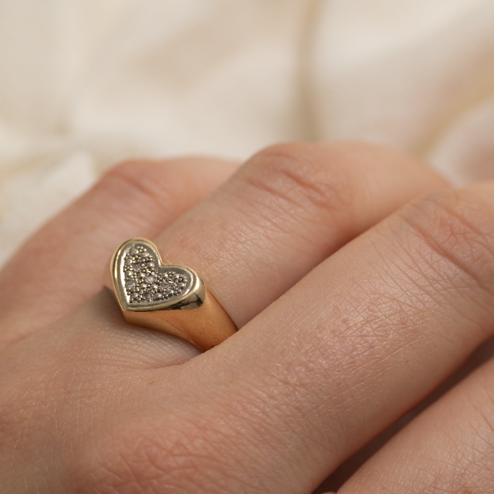 10k Diamond Heart Chevron Ring | SZ 7.75