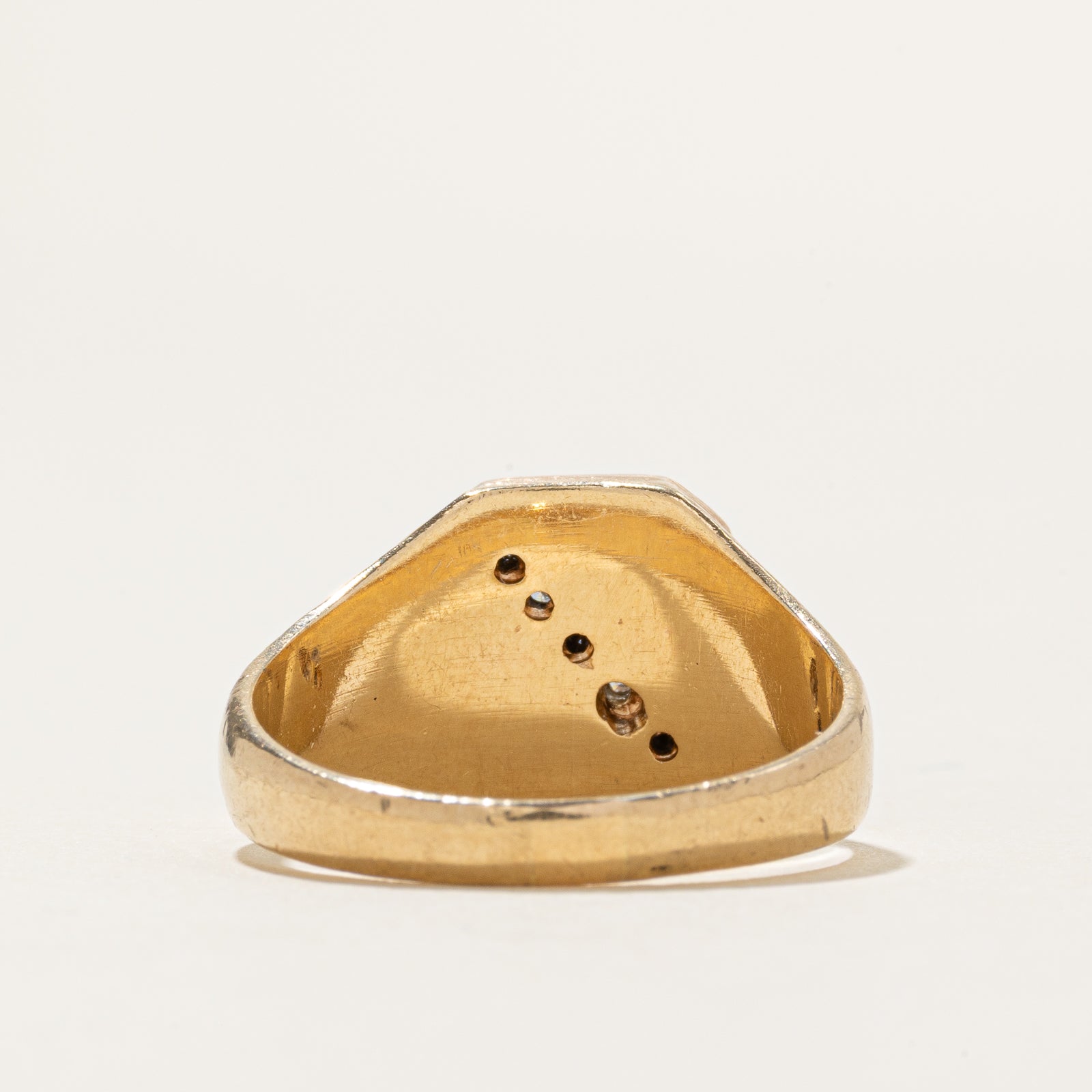 Diagonal Diamond Nuggety Signet Ring | SZ 9.25