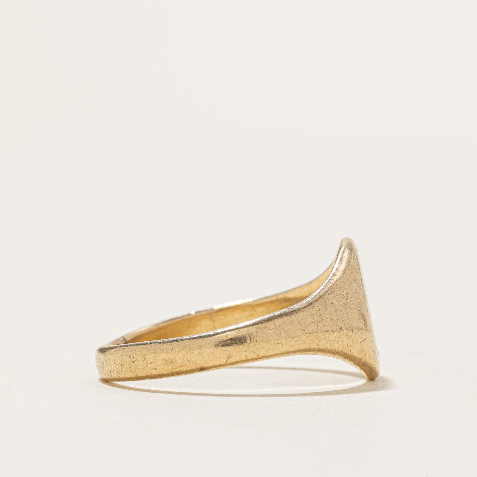 10k Single Stone Diamond Signet Ring | SZ 9.5