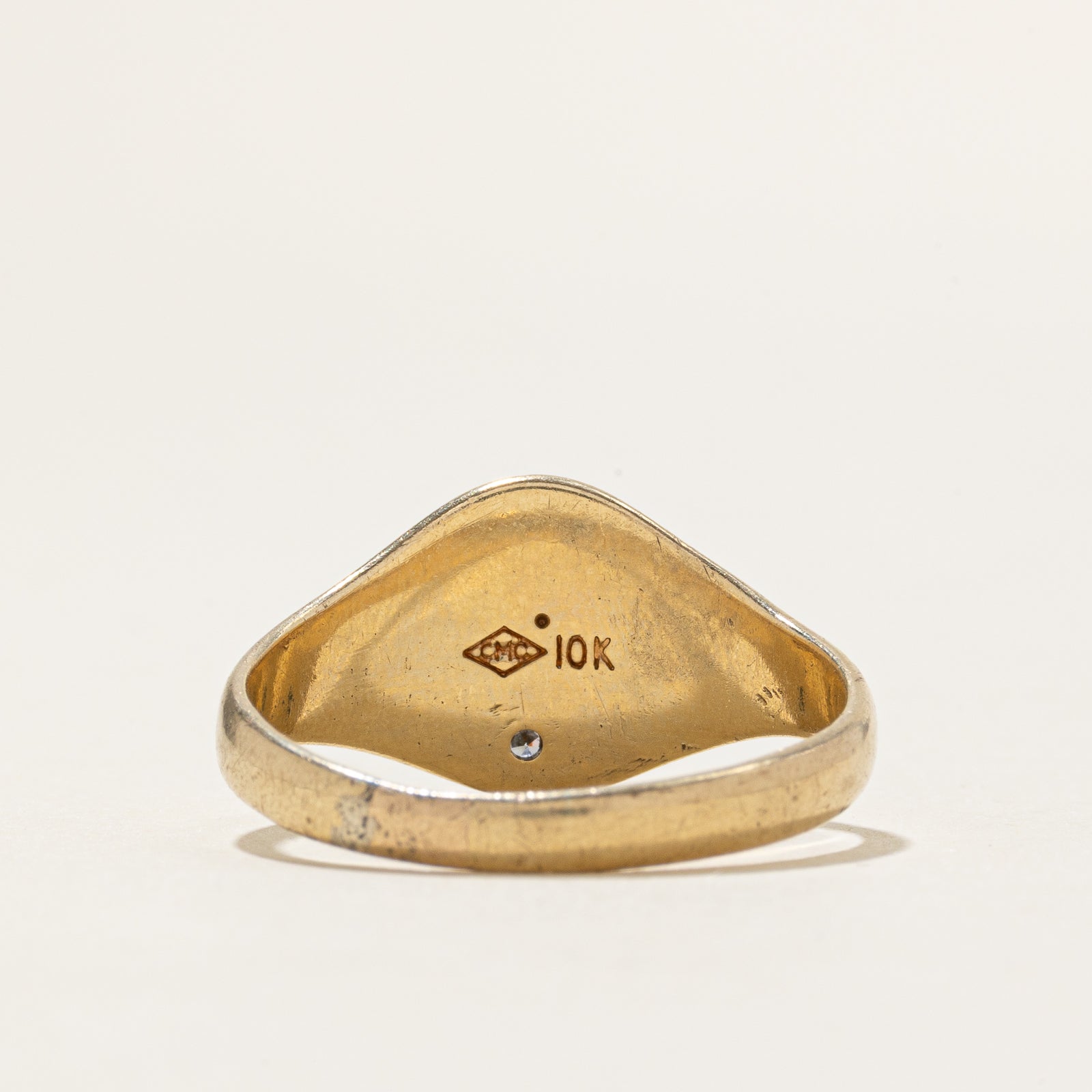10k Single Stone Diamond Signet Ring | SZ 9.5