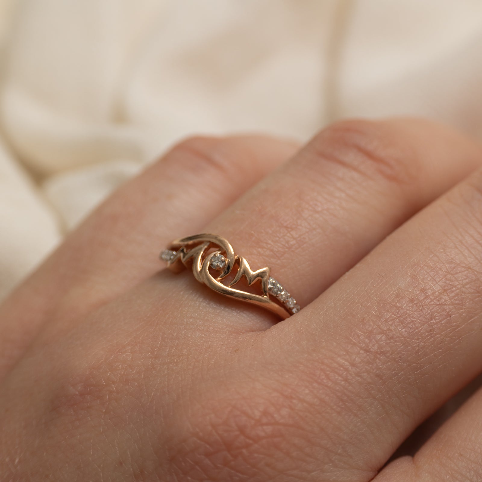 Diamond Accent 'Mom' Bypass Ring | SZ 6.25