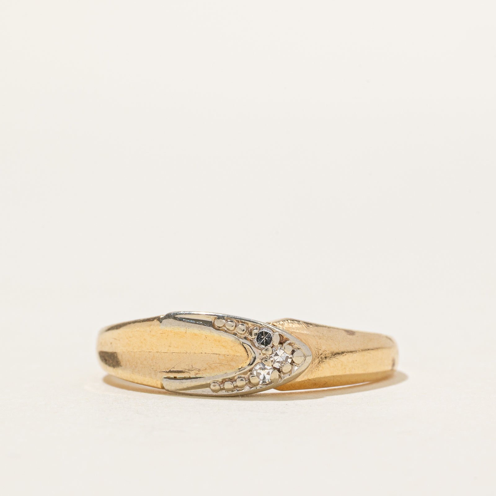 14k Two-Tone Diamond Buckle Ring | SZ 8
